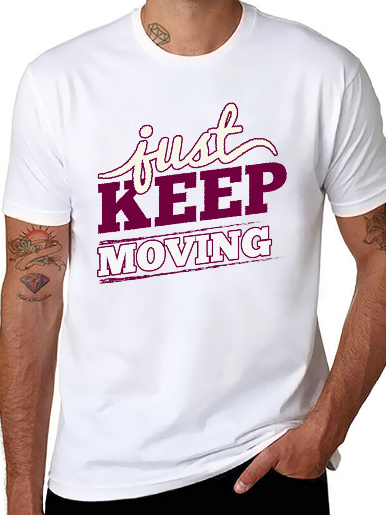 Just Keep Moving Graphic Tee - Black