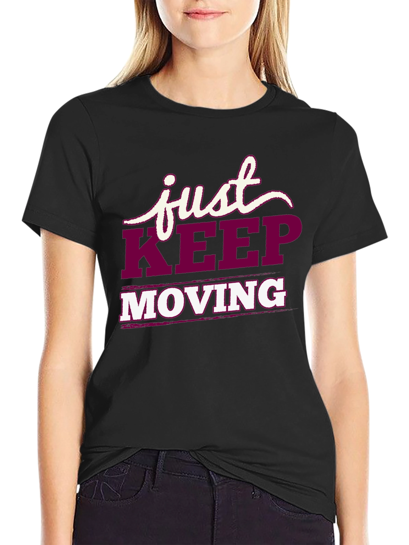 Just Keep Moving Graphic Tee - Black
