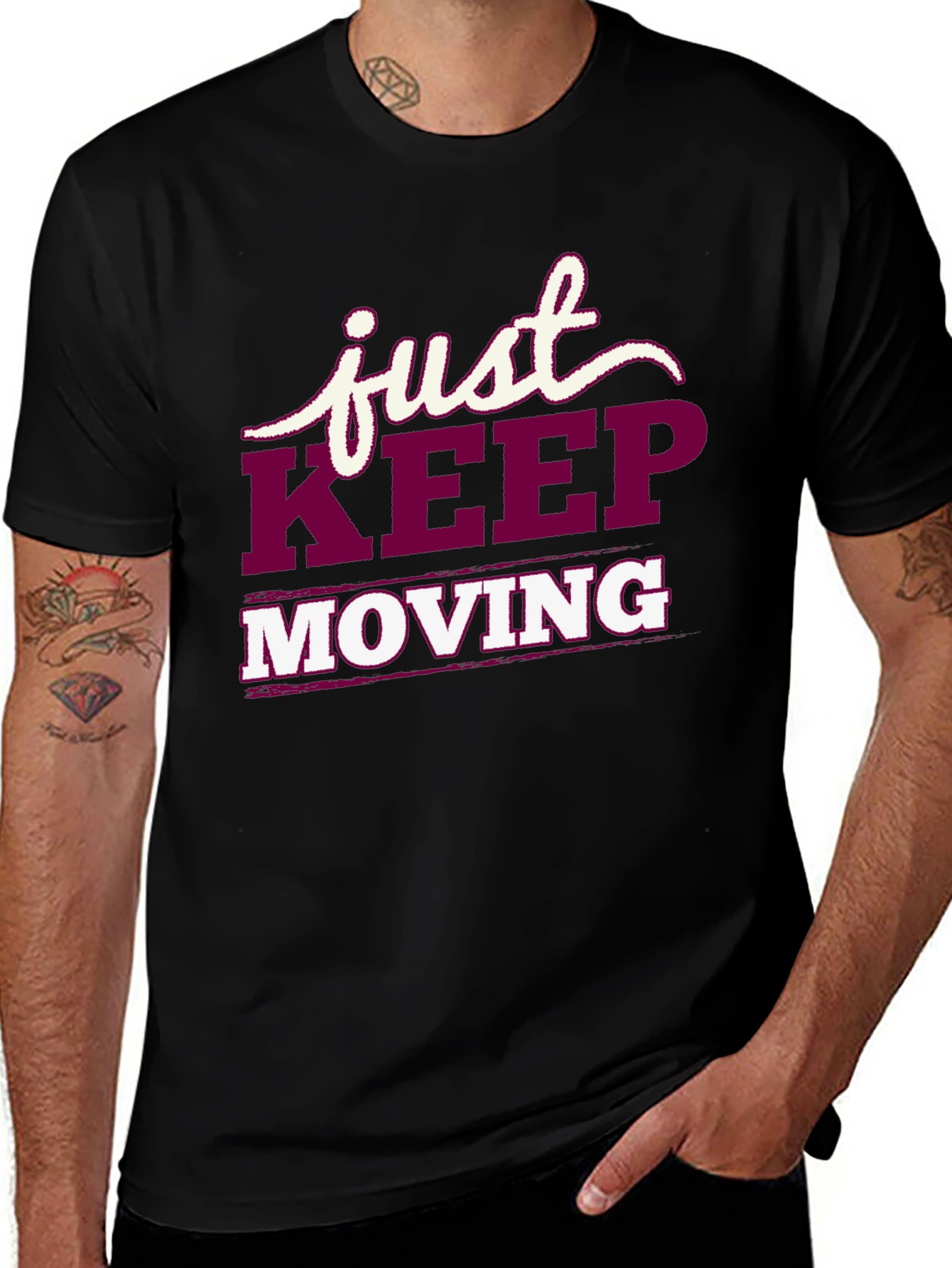 Just Keep Moving Graphic Tee - Black