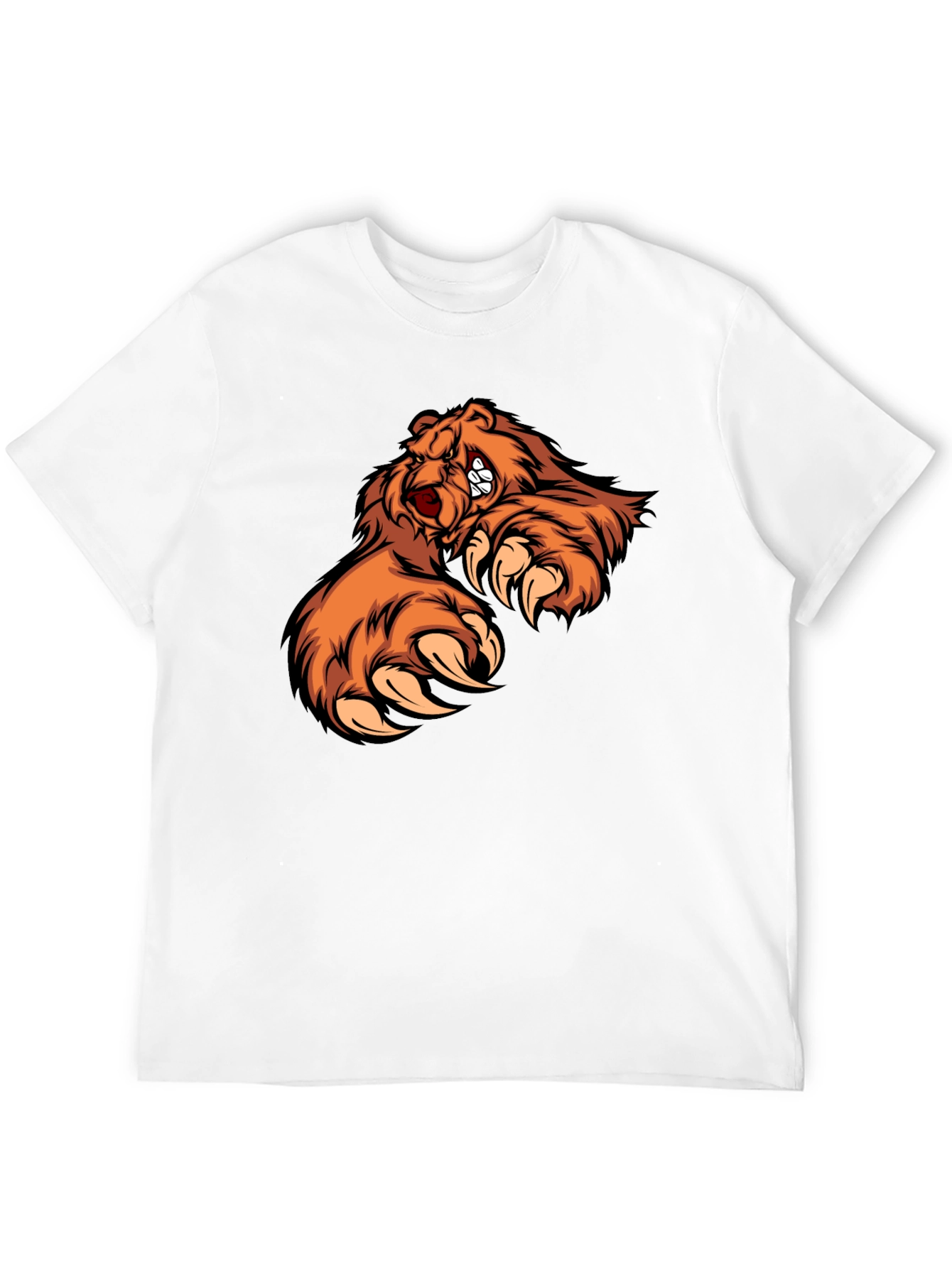 Mens Black T-Shirt with Fierce Bear Design