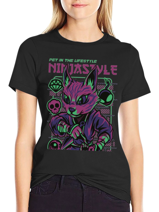 Ninja Cat Graphic Tee - Pet In The Lifestyle Design