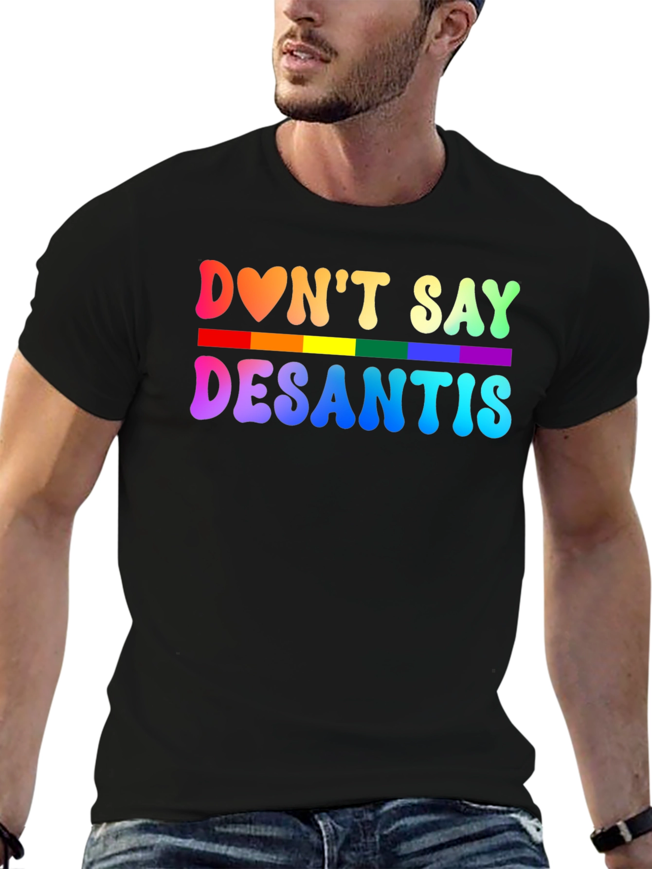 Dont Say DeSantis Rainbow Graphic T-Shirt