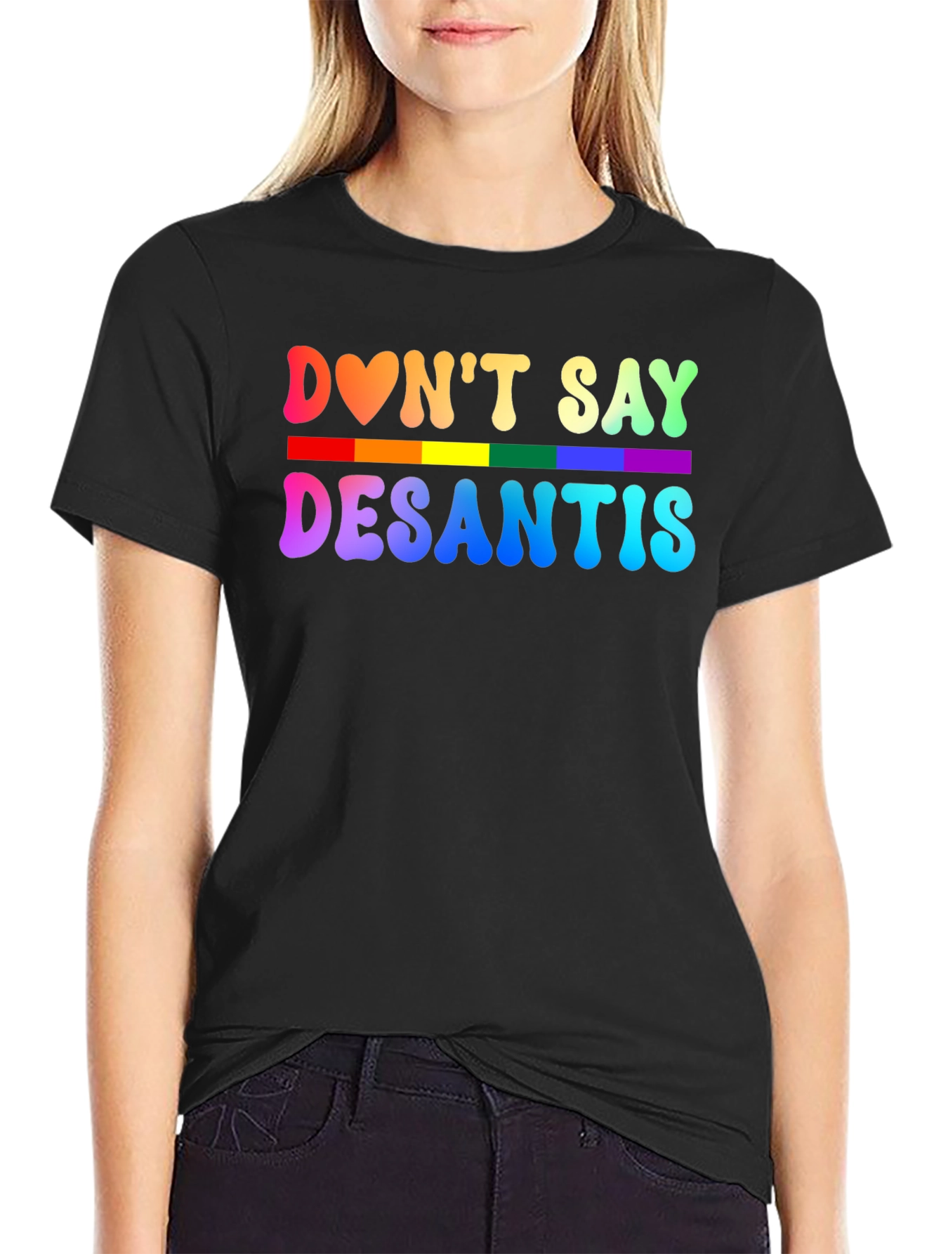 Dont Say DeSantis Rainbow Graphic T-Shirt