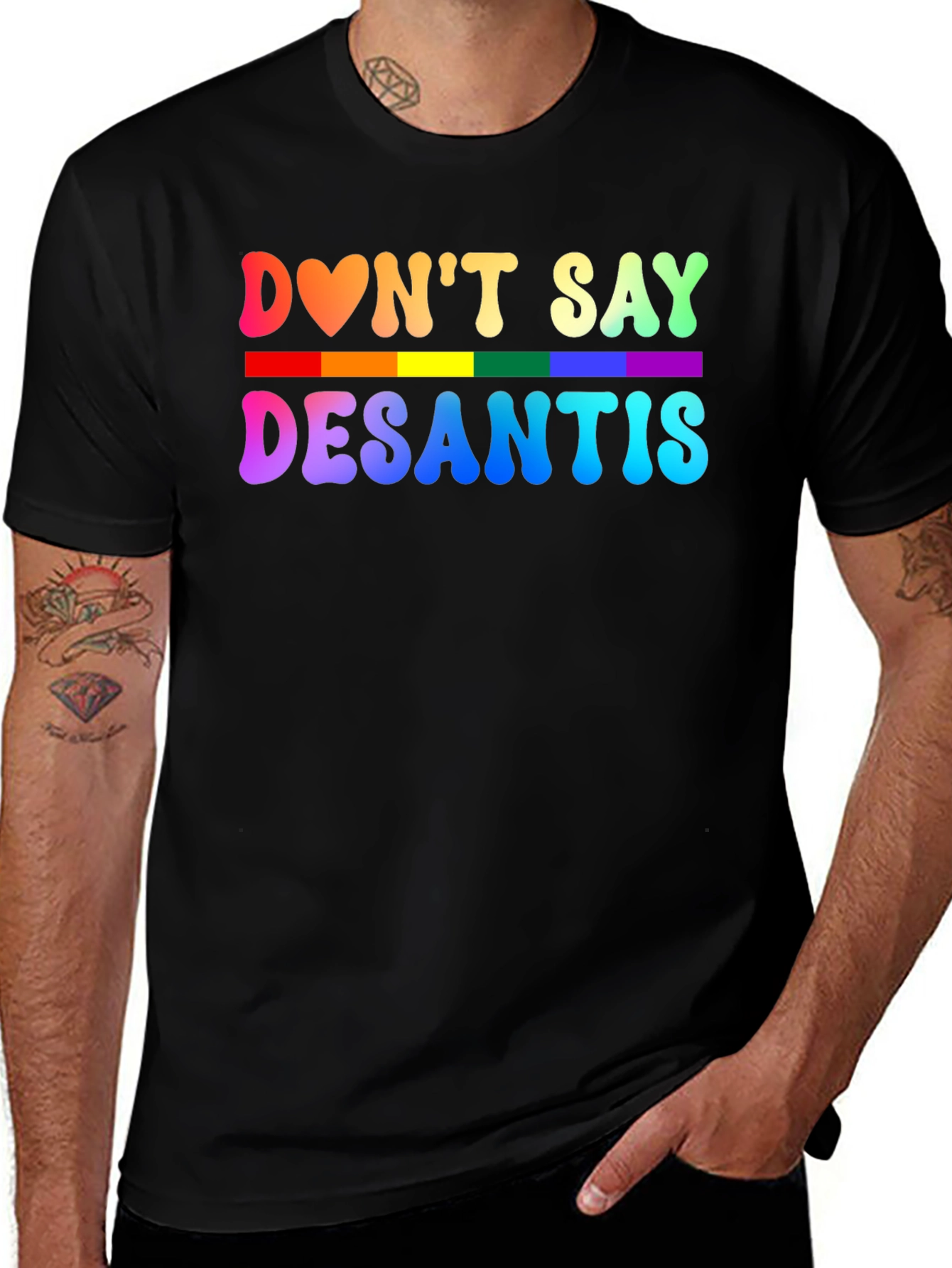 Dont Say DeSantis Rainbow Graphic T-Shirt
