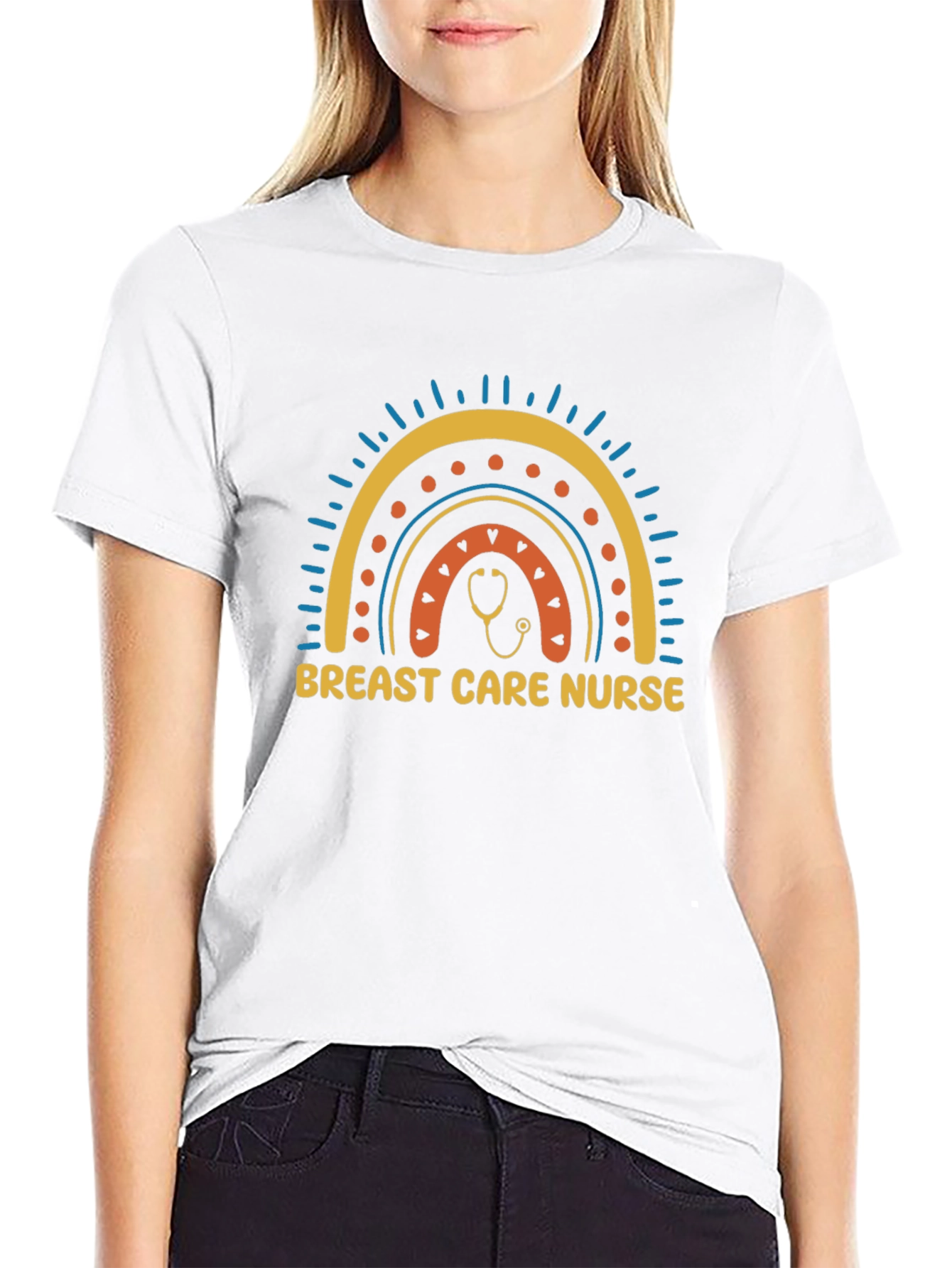 Breast Care Nurse Rainbow Graphic T-Shirt