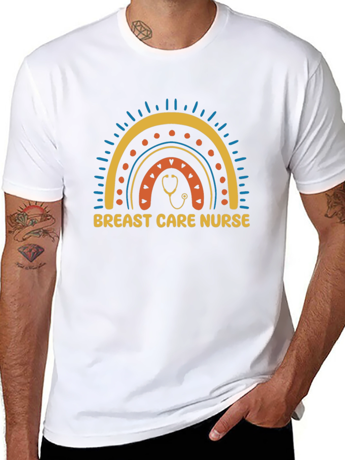 Breast Care Nurse Rainbow Graphic T-Shirt