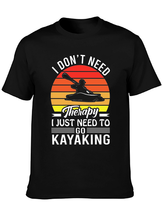 Kayaking Therapy T-Shirt - Mens Black Graphic Tee