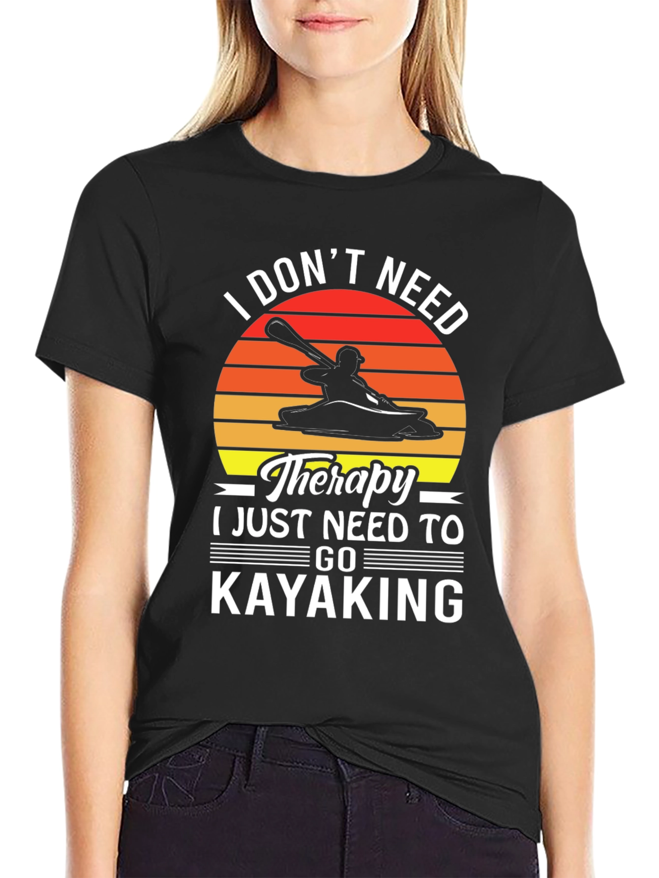 Kayaking Therapy T-Shirt - Mens Black Graphic Tee