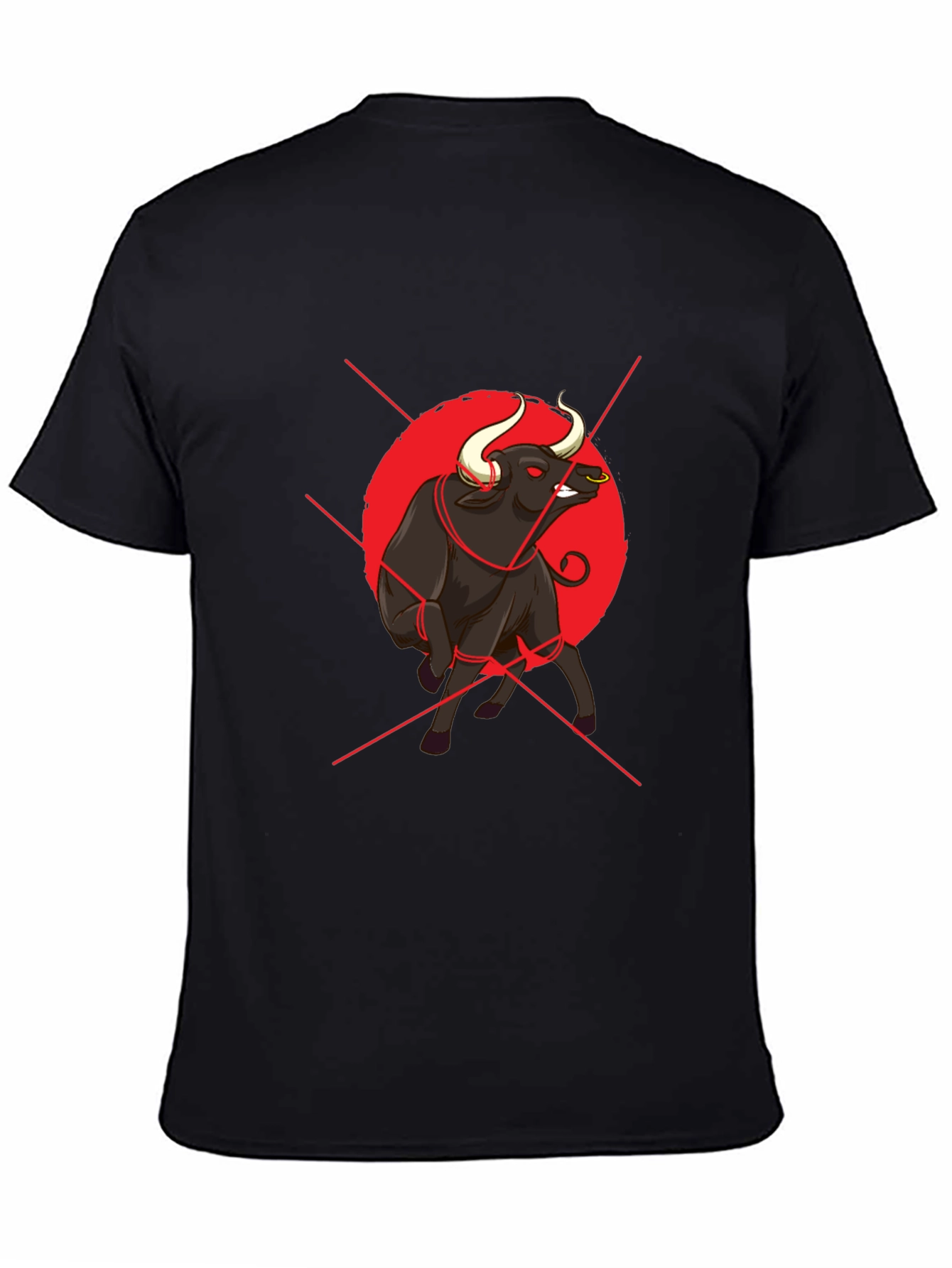 Bull Graphic Print Black T-Shirt