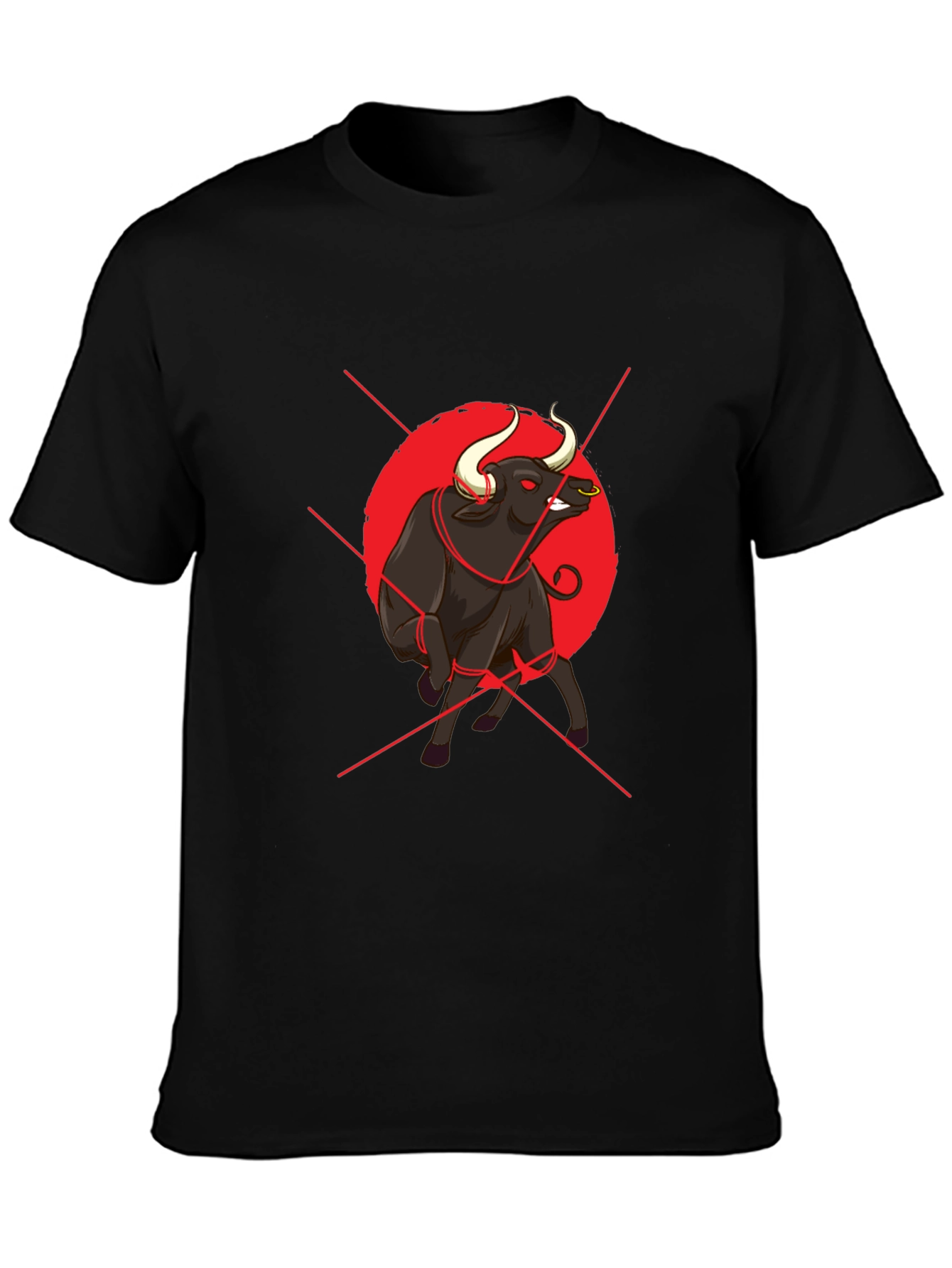 Bull Graphic Print Black T-Shirt
