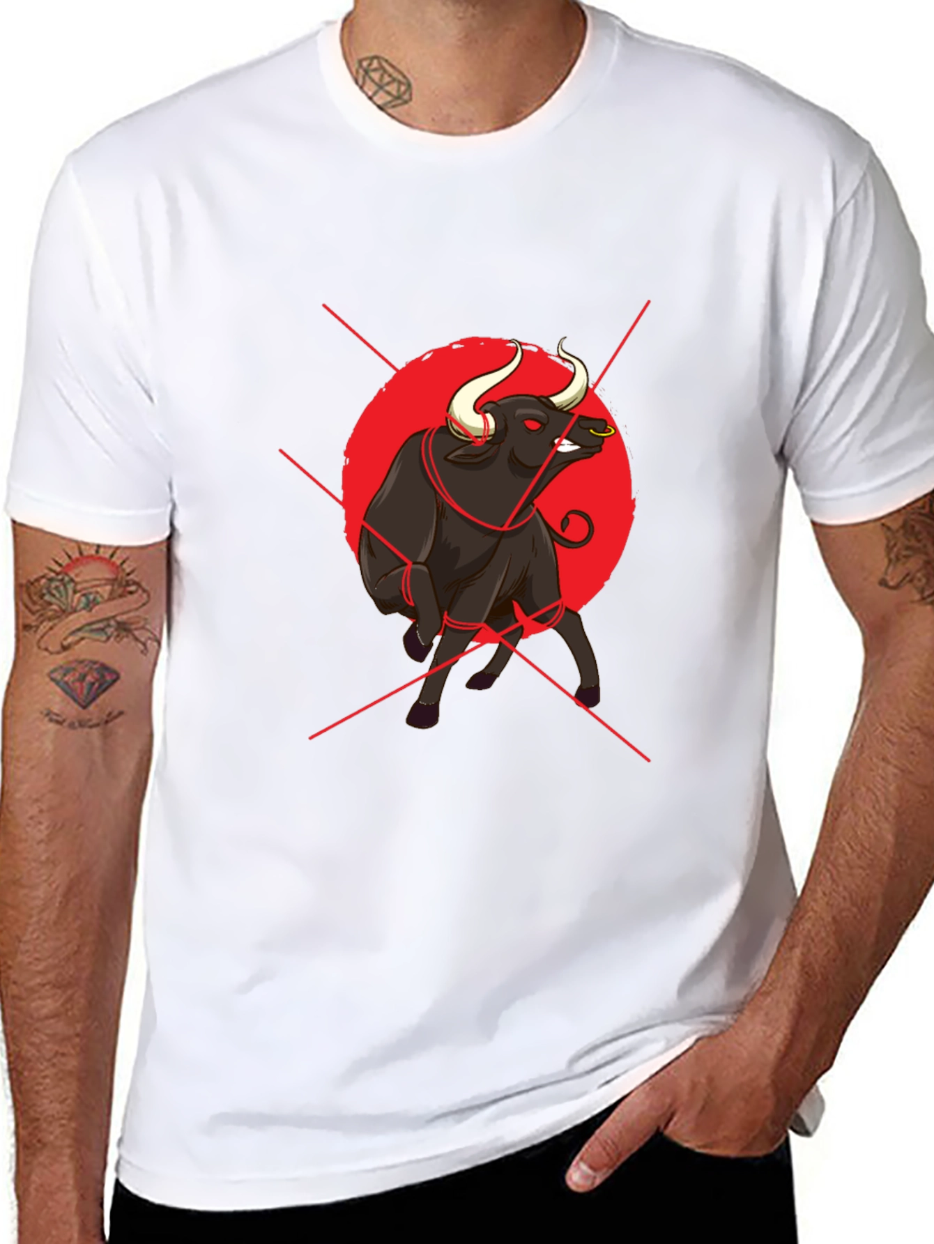 Bull Graphic Print Black T-Shirt