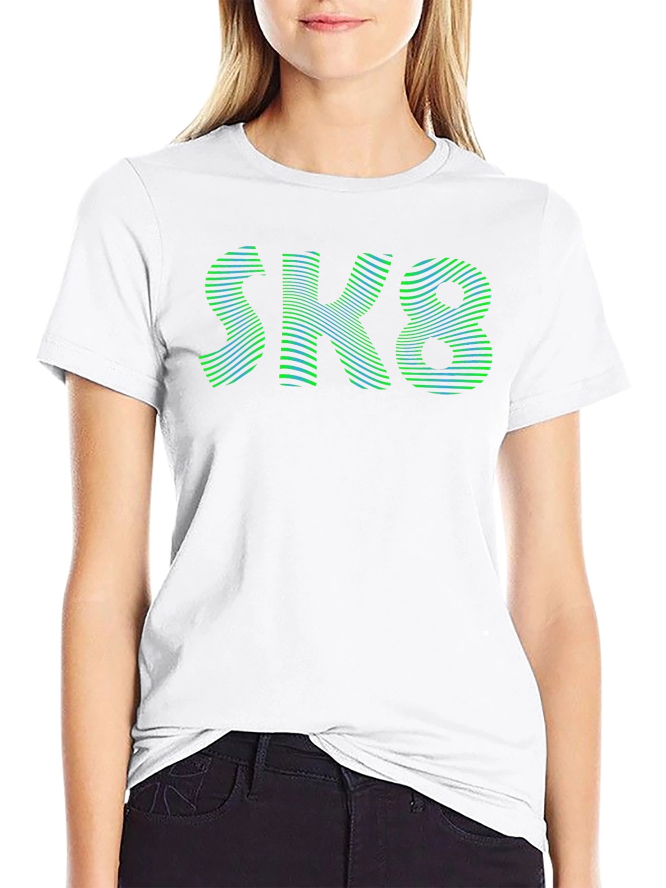 SK8 Graphic Tee - Cool Striped Design