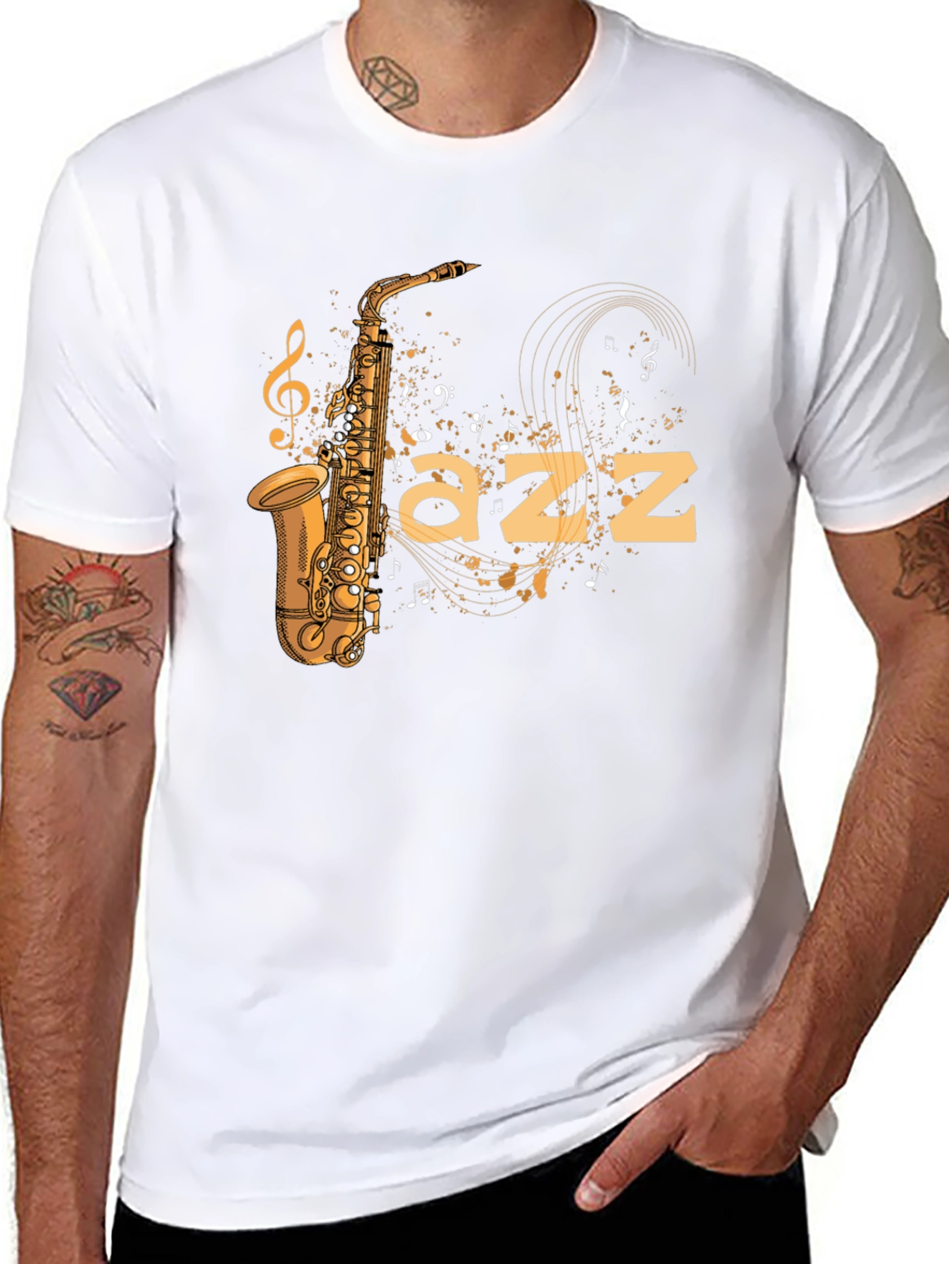 Jazz Saxophone Graphic Black T-Shirt