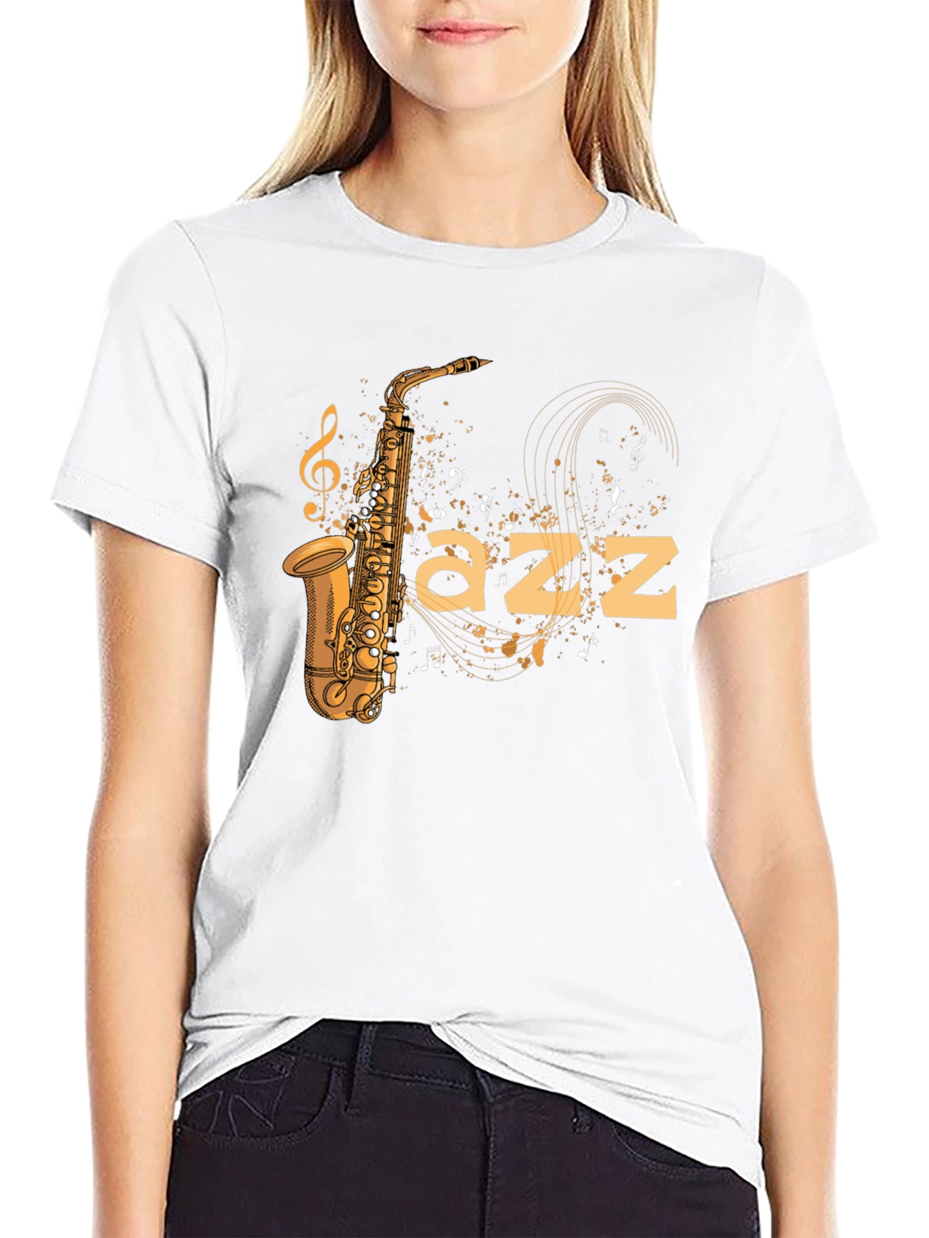 Jazz Saxophone Graphic Black T-Shirt