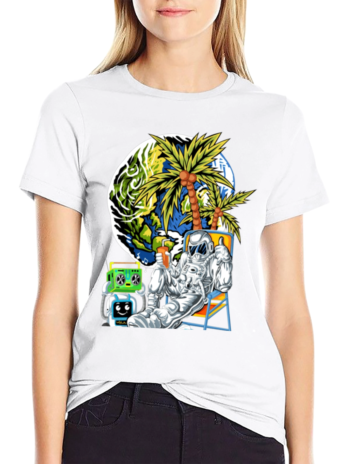 Astronaut Lounging Graphic T-Shirt