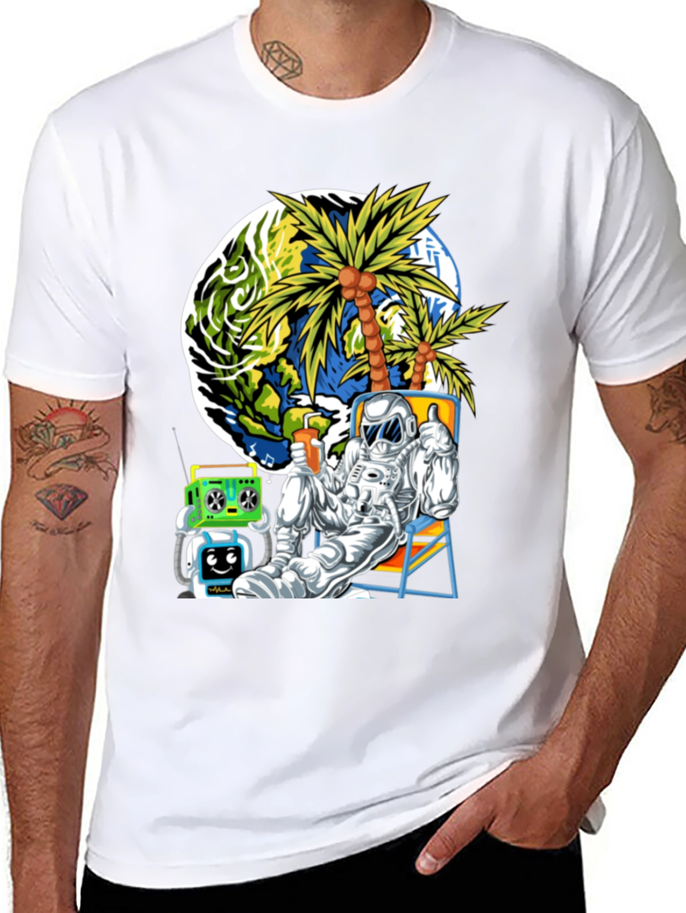 Astronaut Lounging Graphic T-Shirt