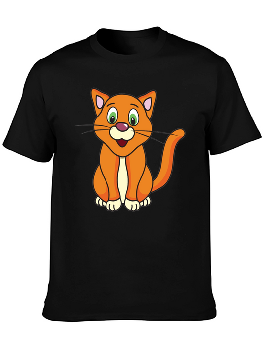 Cartoon Cat Graphic Black T-Shirt