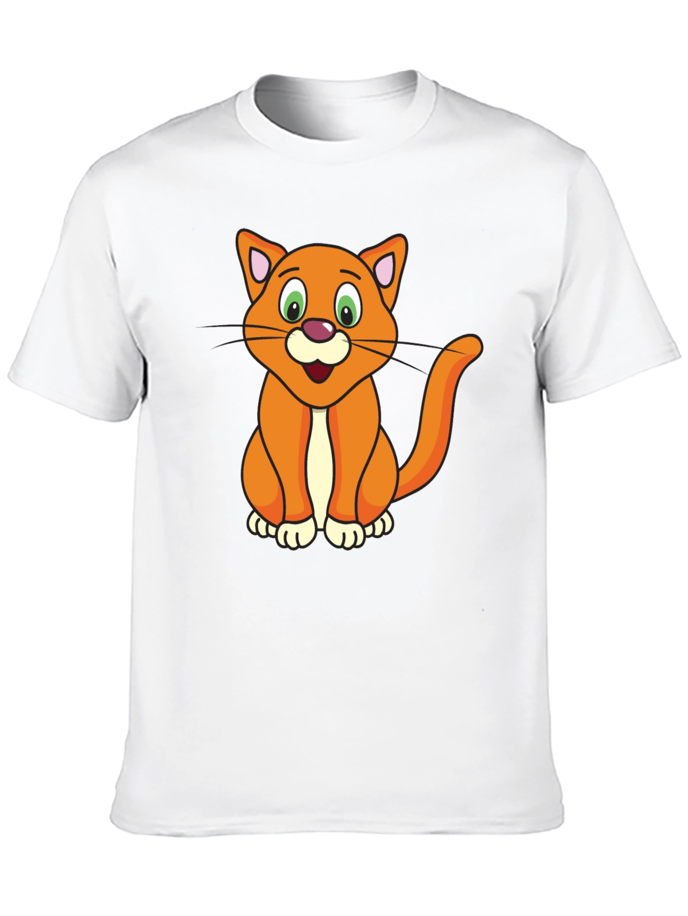 Cartoon Cat Graphic Black T-Shirt