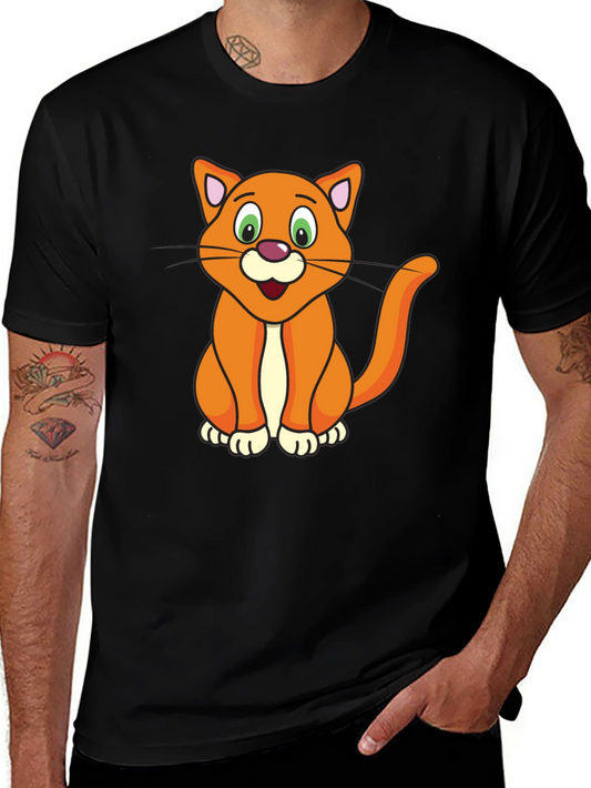 Cartoon Cat Graphic Black T-Shirt