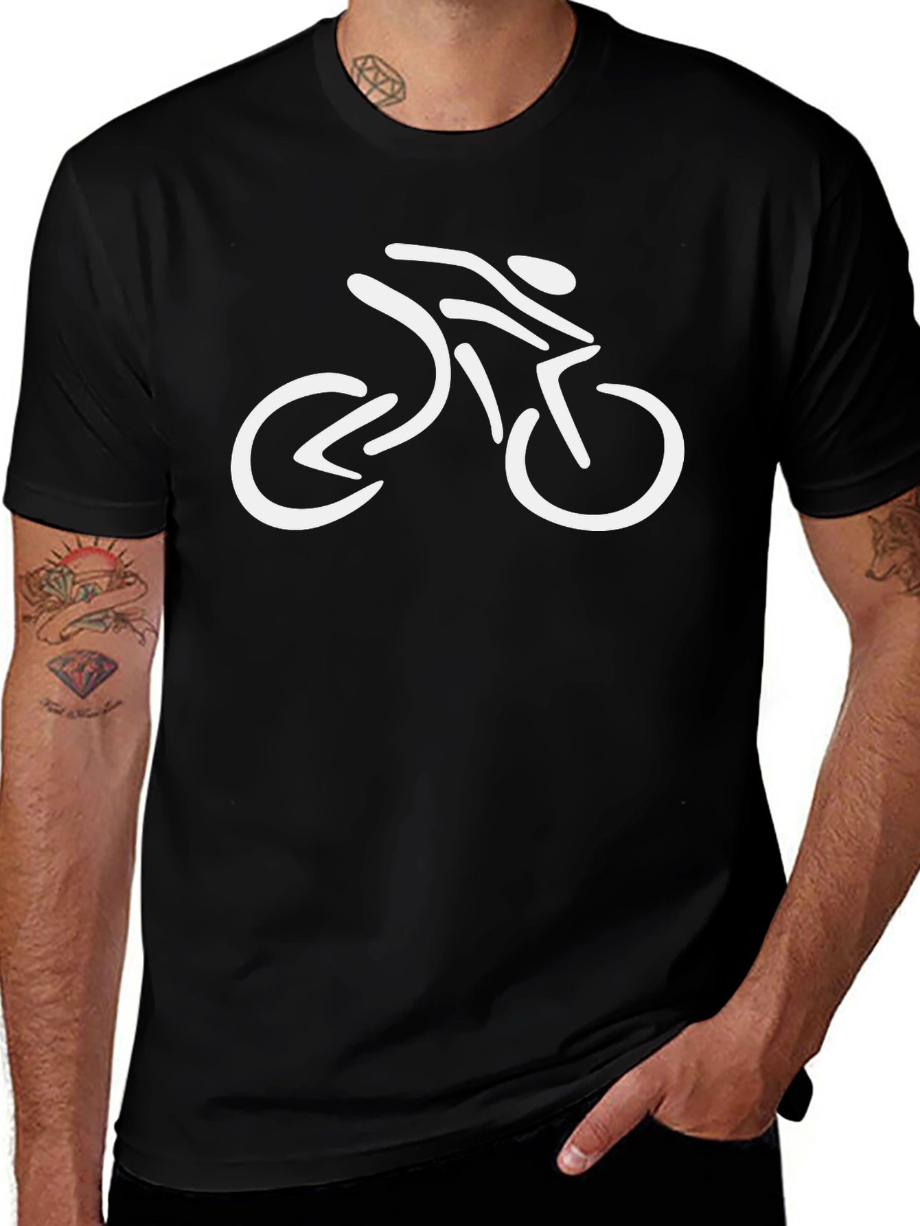 Stylish Biker Graphic Tee - Black Cotton T-Shirt