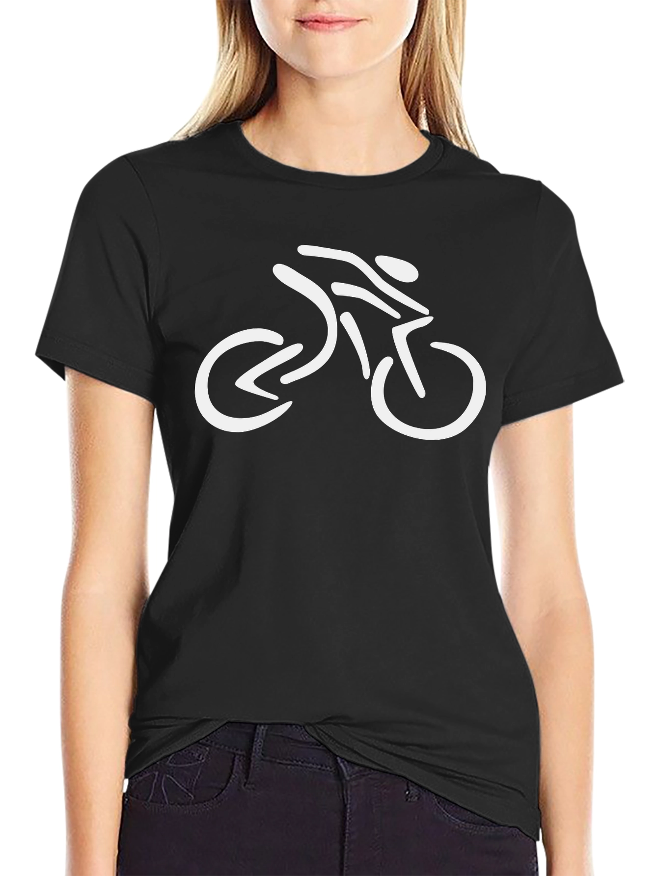 Stylish Biker Graphic Tee - Black Cotton T-Shirt