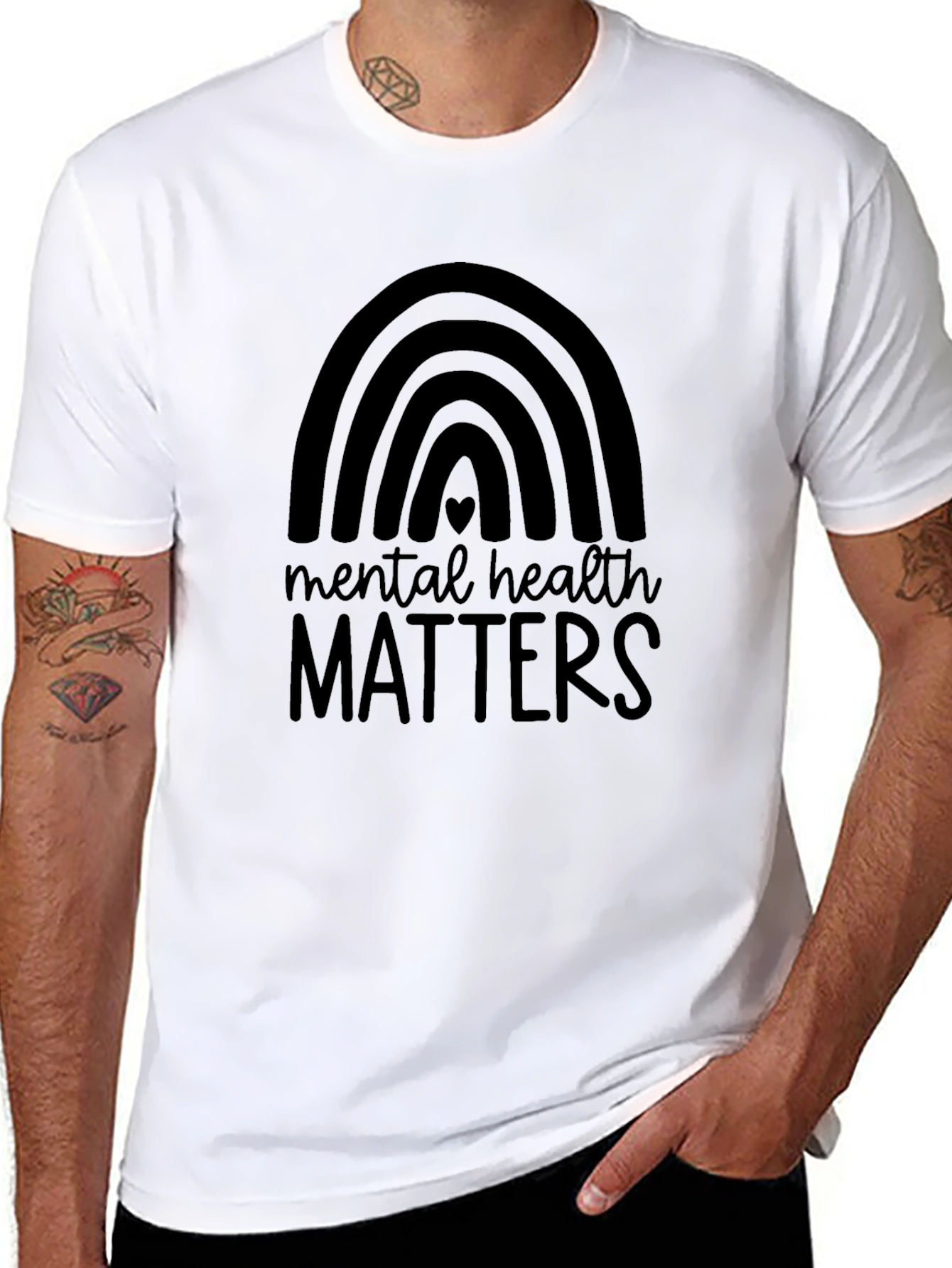Mental Health Matters T-Shirt - Black Crew Neck