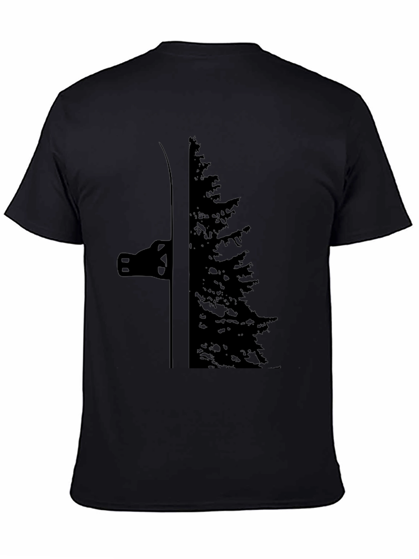 Ski and Tree Graphic Black T-Shirt