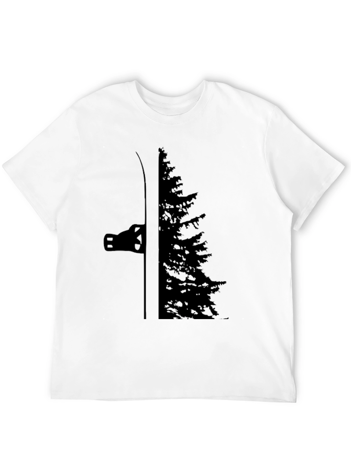 Ski and Tree Graphic Black T-Shirt