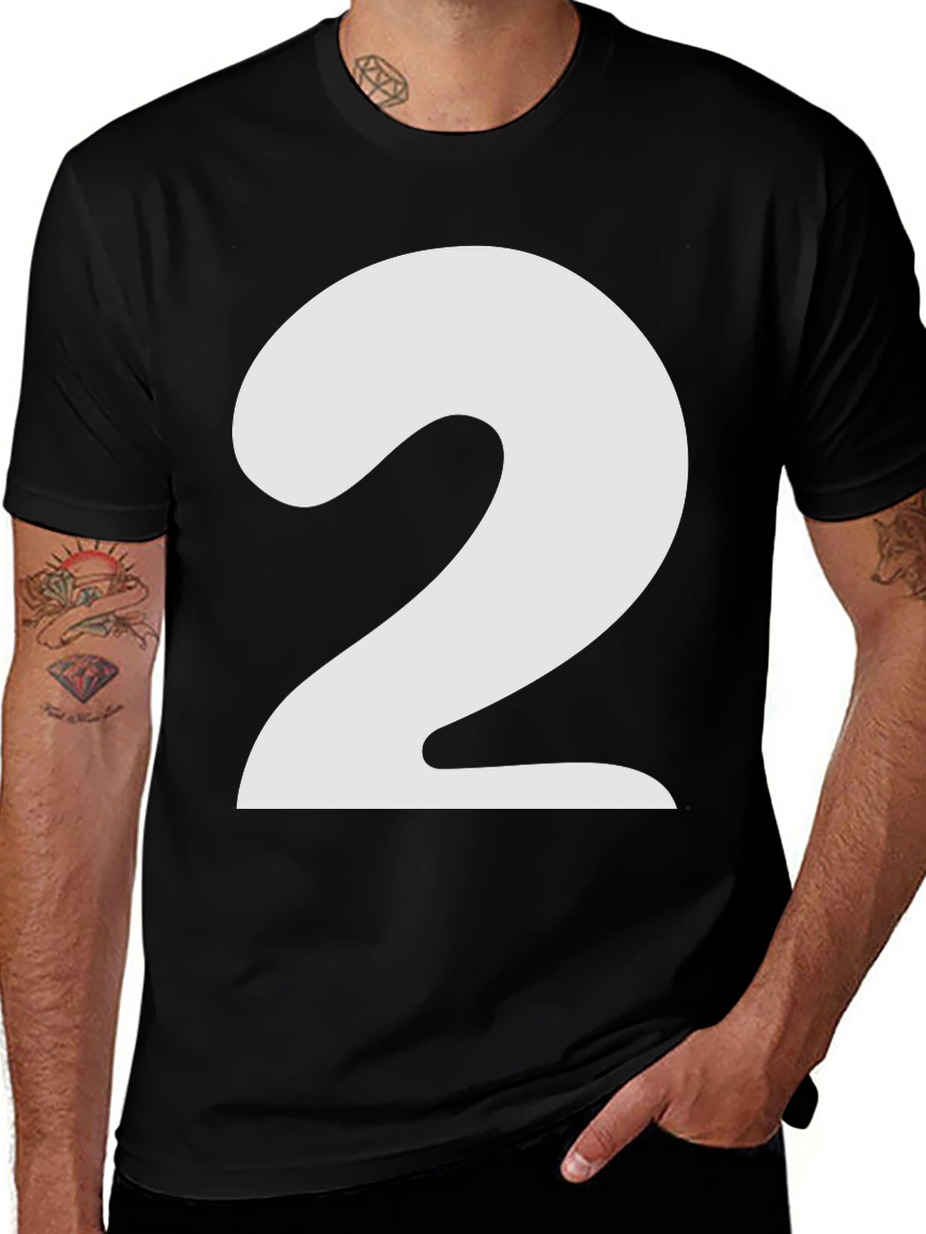 Number 2 Graphic T-Shirt - Black Cotton Tee