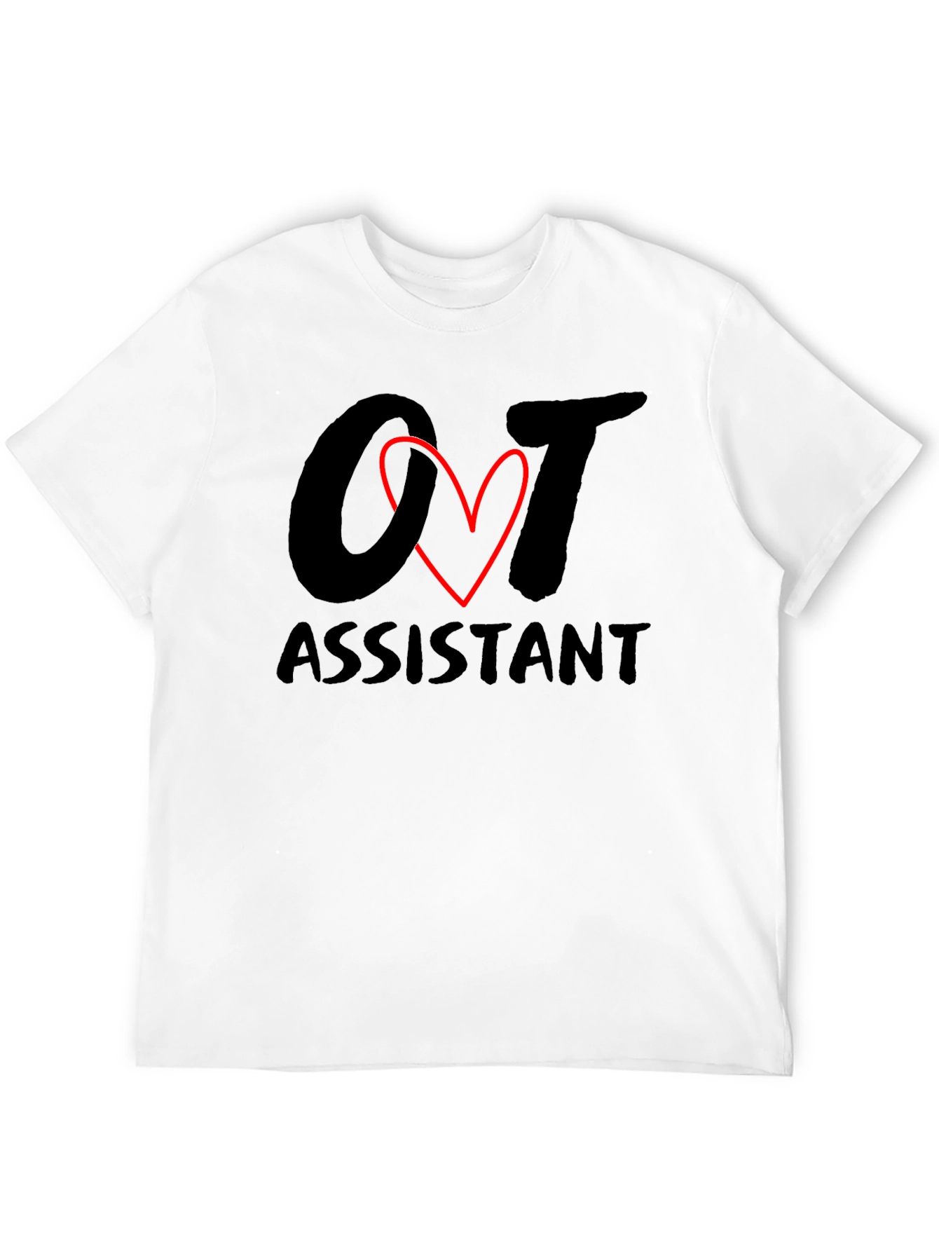 OT Assistant Black T-Shirt with Heart Graphic