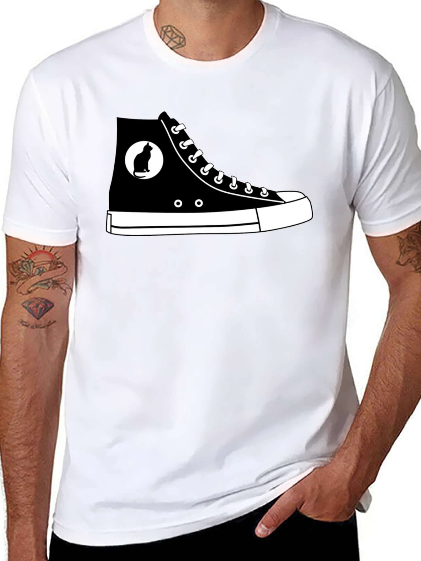 Cool Cat Sneaker Graphic Tee - Black