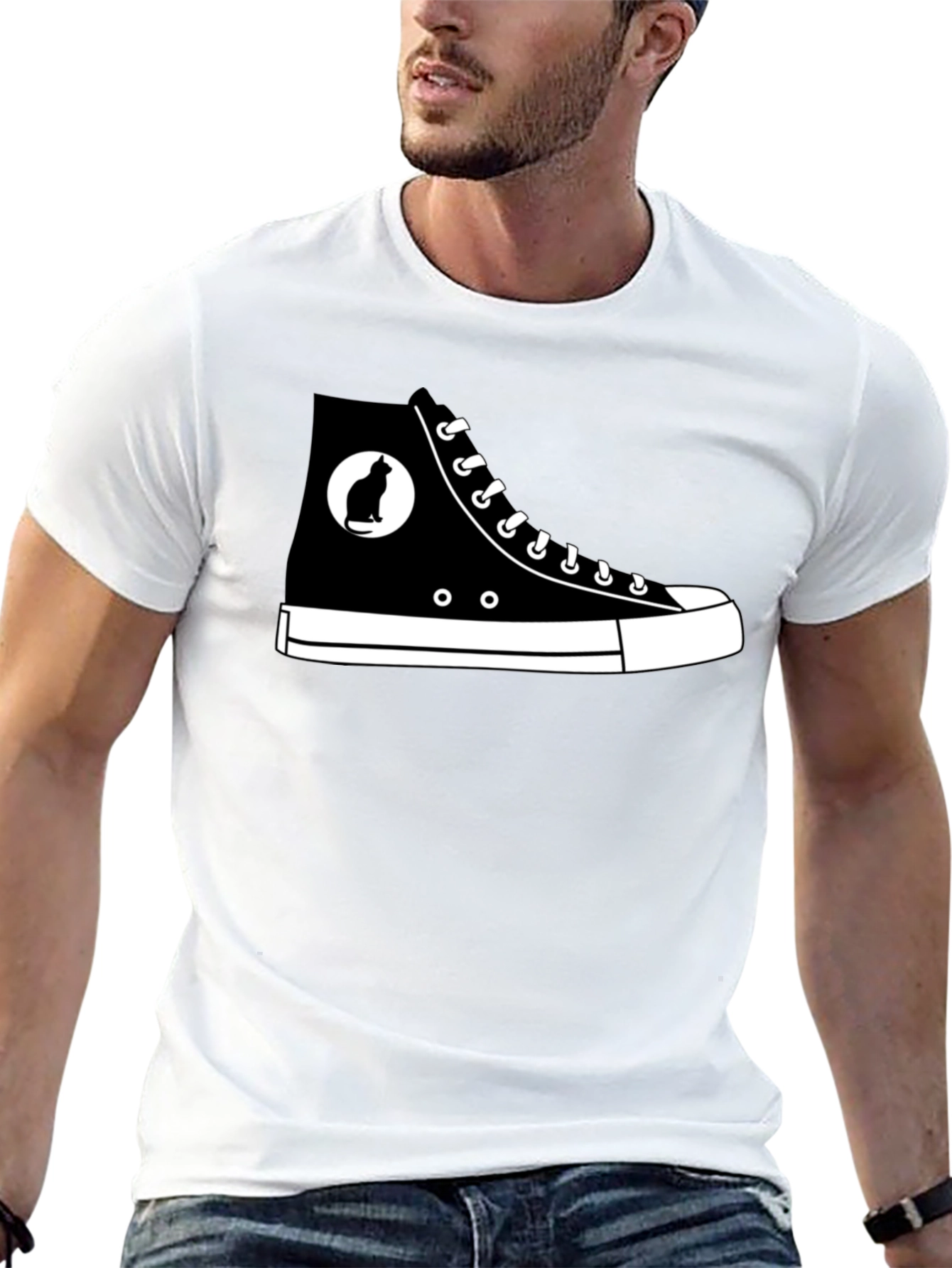 Cool Cat Sneaker Graphic Tee - Black