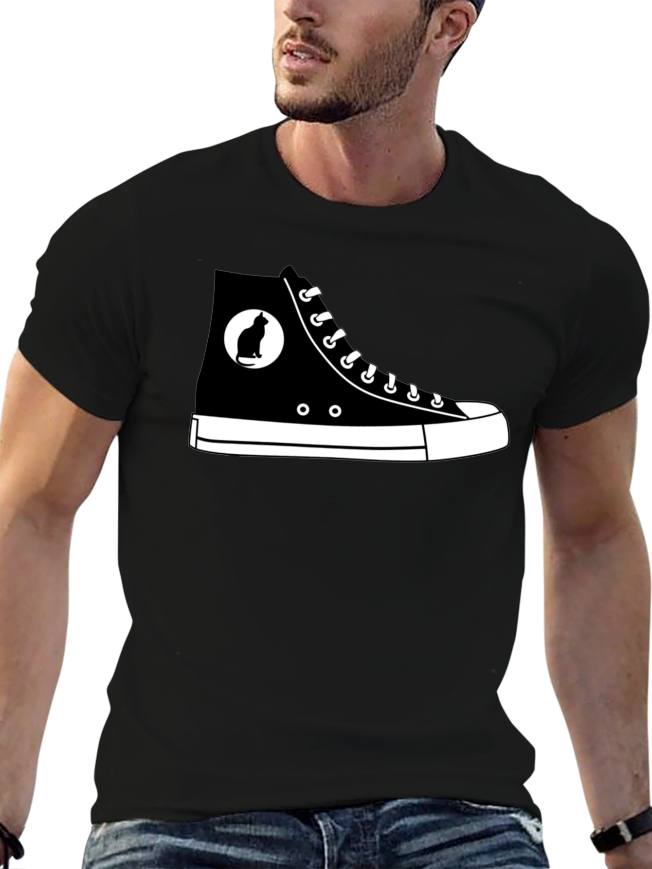 Cool Cat Sneaker Graphic Tee - Black