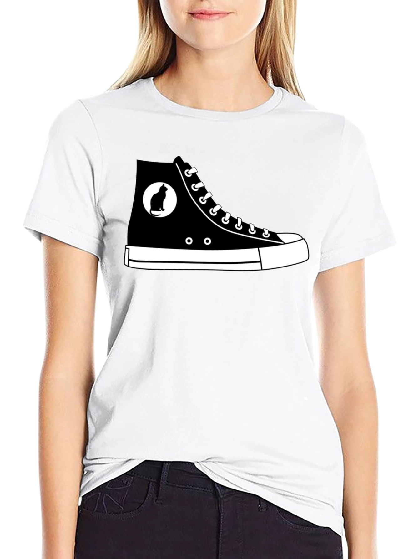 Cool Cat Sneaker Graphic Tee - Black
