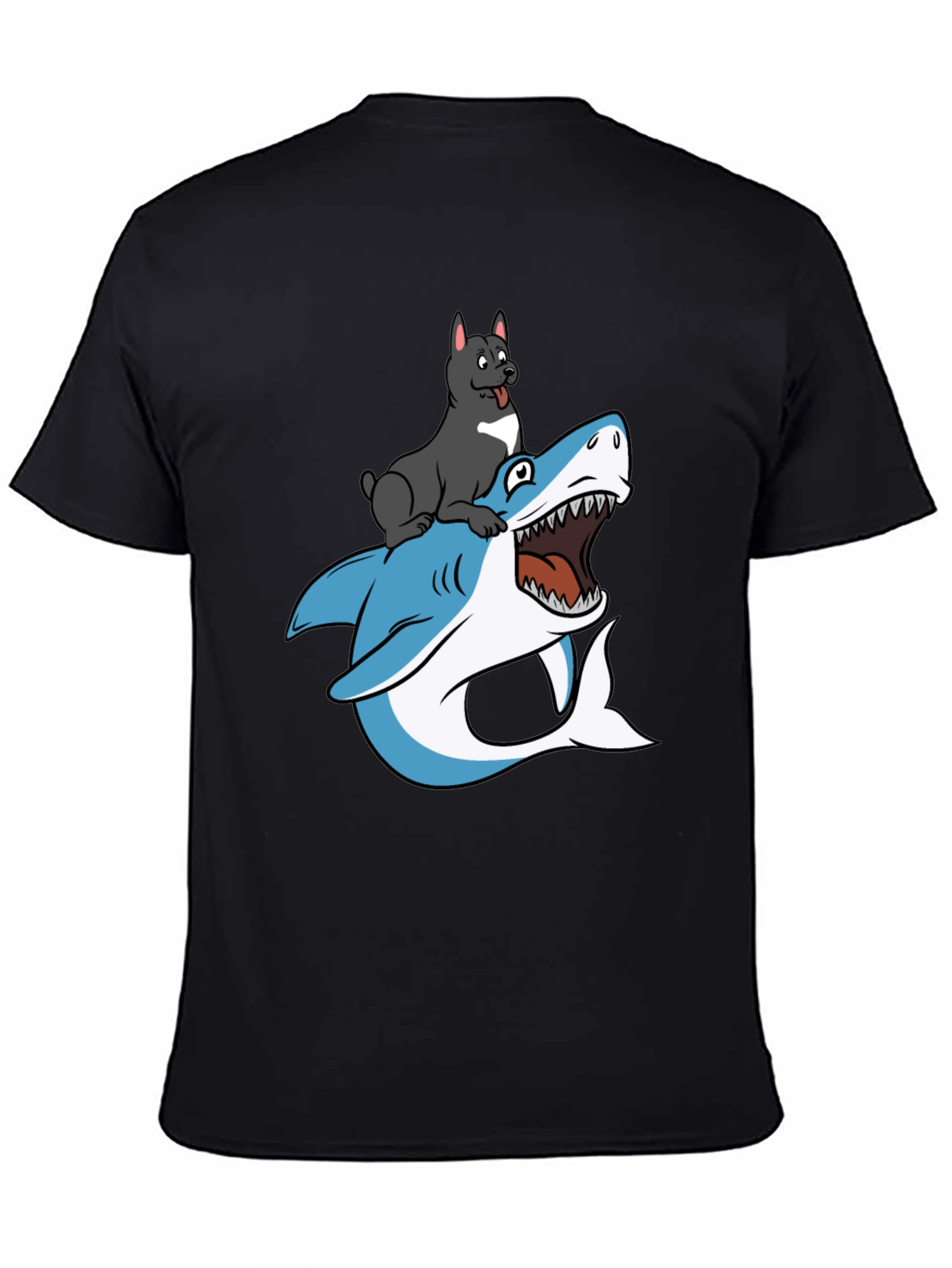 Dog Riding Shark T-Shirt - Unique Graphic Tee