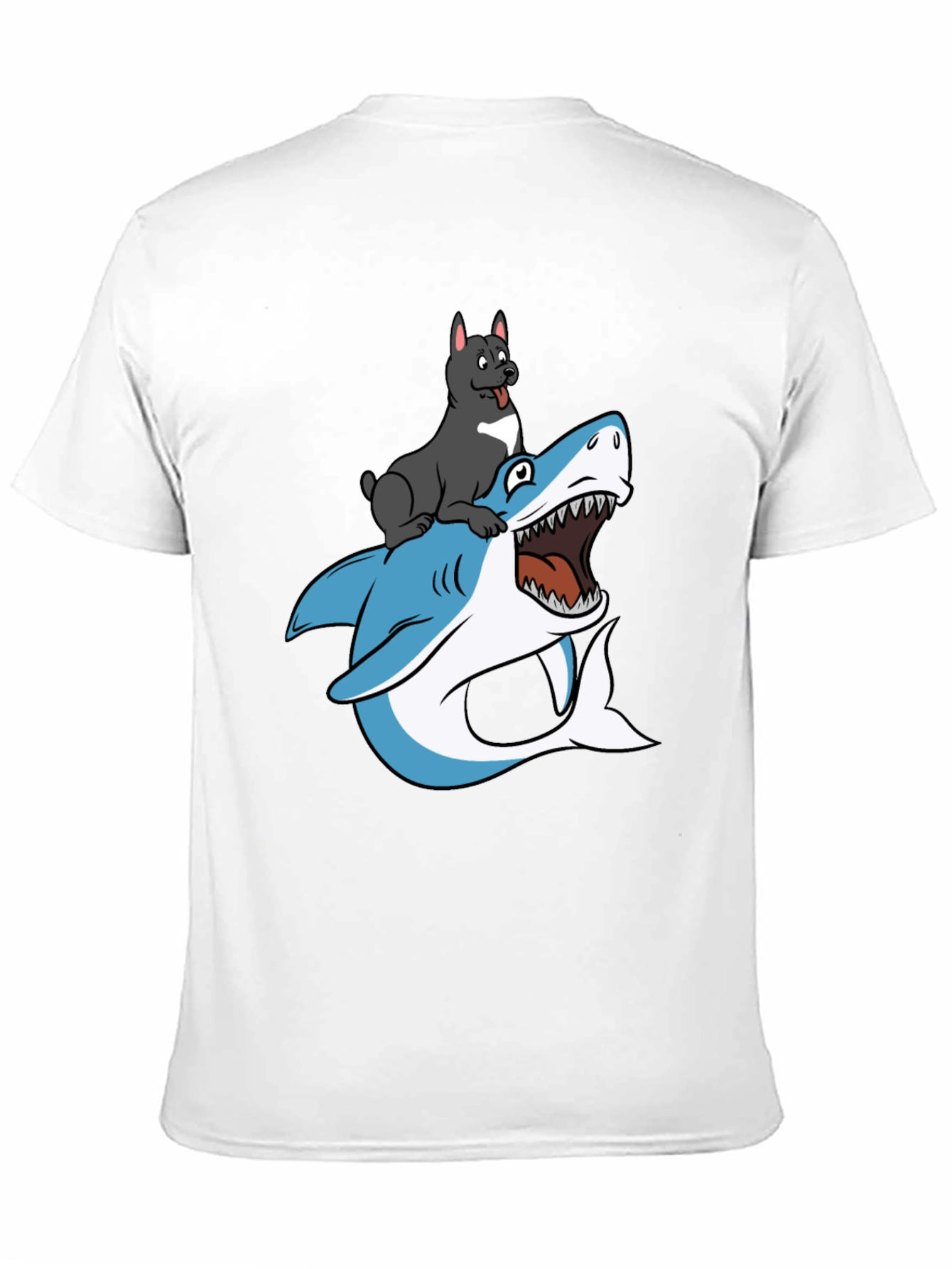 Dog Riding Shark T-Shirt - Unique Graphic Tee