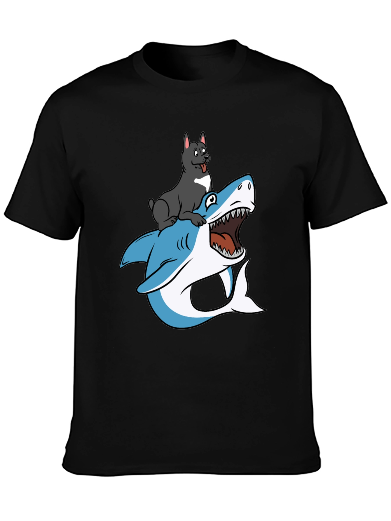 Dog Riding Shark T-Shirt - Unique Graphic Tee