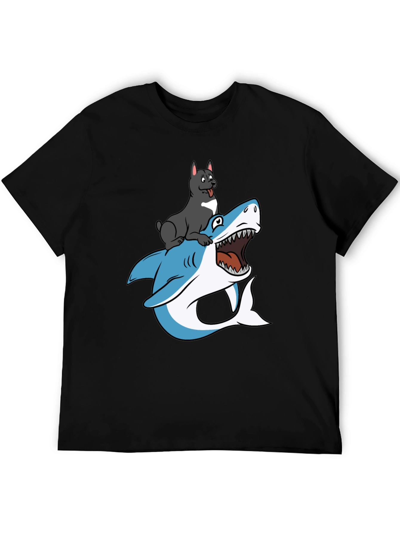 Dog Riding Shark T-Shirt - Unique Graphic Tee
