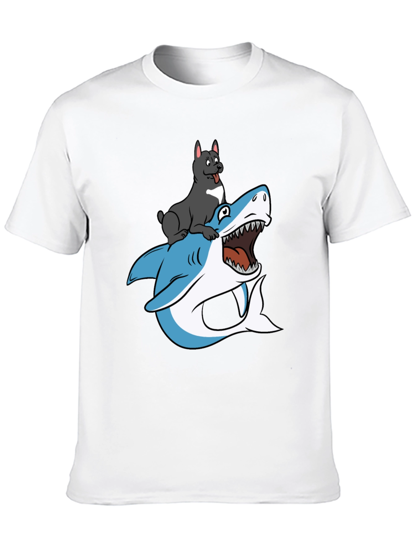 Dog Riding Shark T-Shirt - Unique Graphic Tee