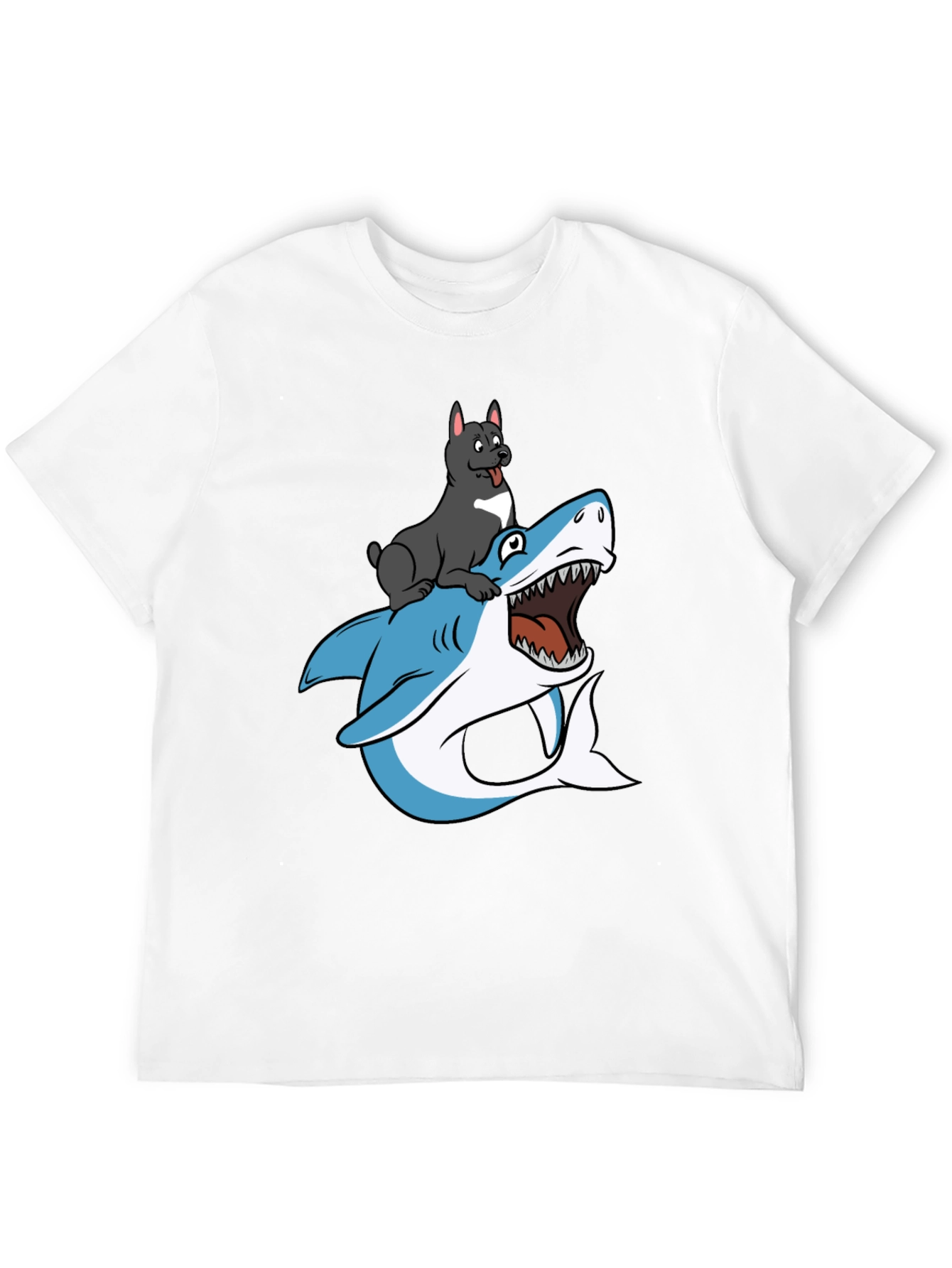 Dog Riding Shark T-Shirt - Unique Graphic Tee