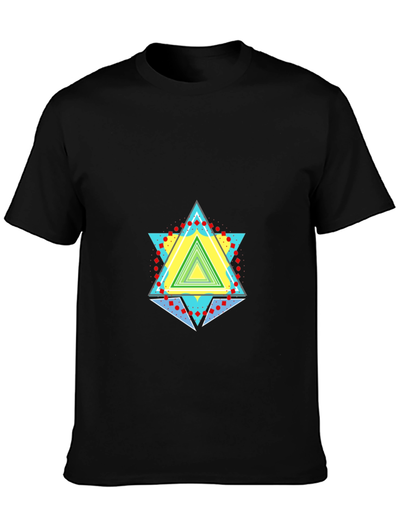Geometric Triangle Graphic Black T-Shirt