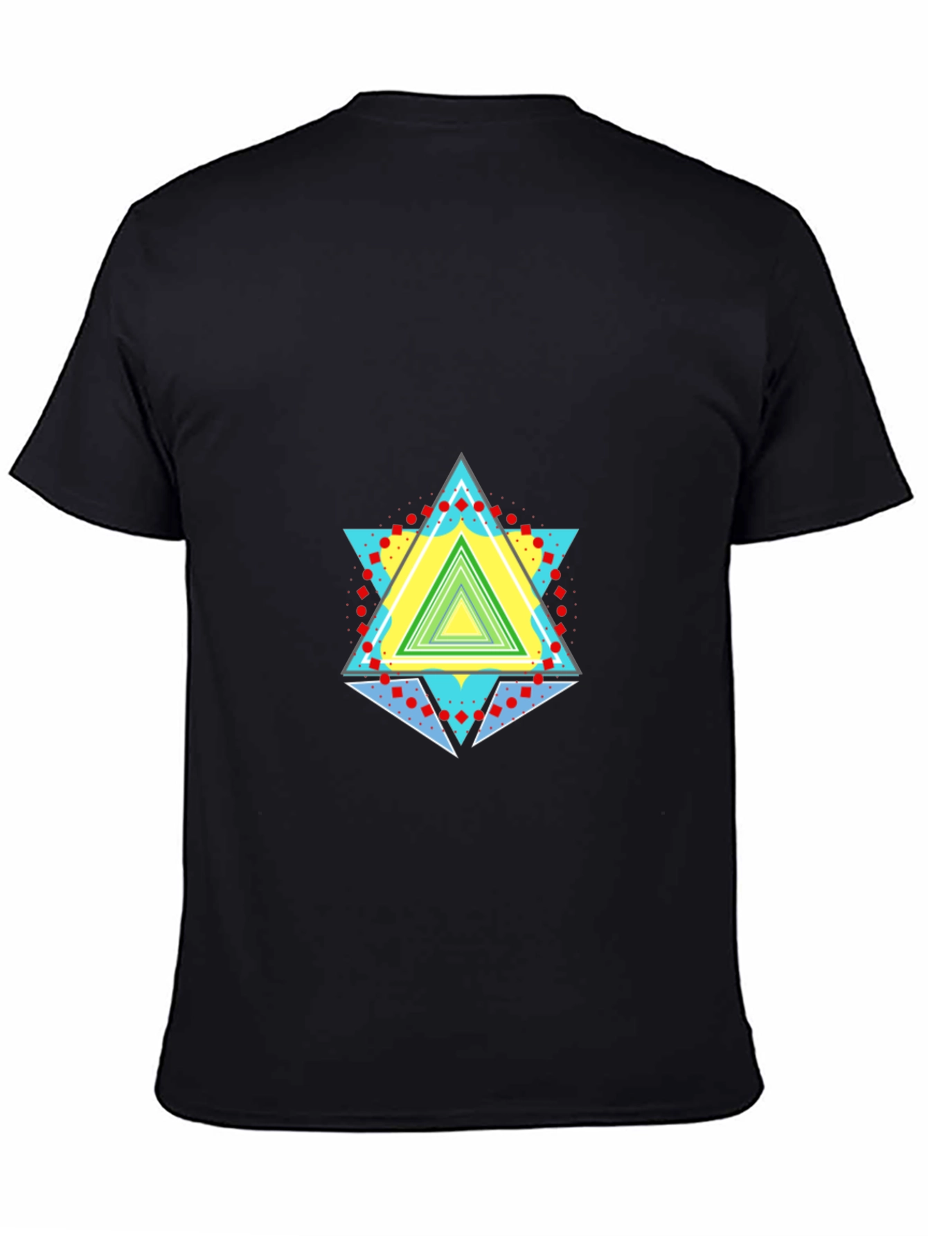 Geometric Triangle Graphic Black T-Shirt
