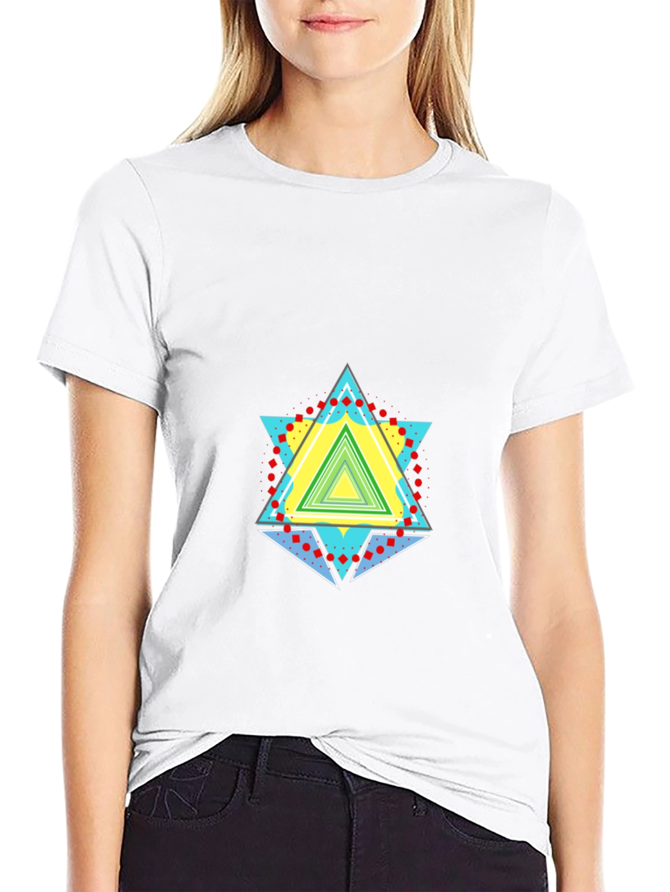 Geometric Triangle Graphic Black T-Shirt