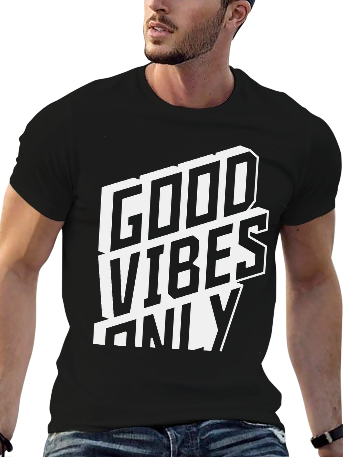 Good Vibes Only Black Graphic T-Shirt
