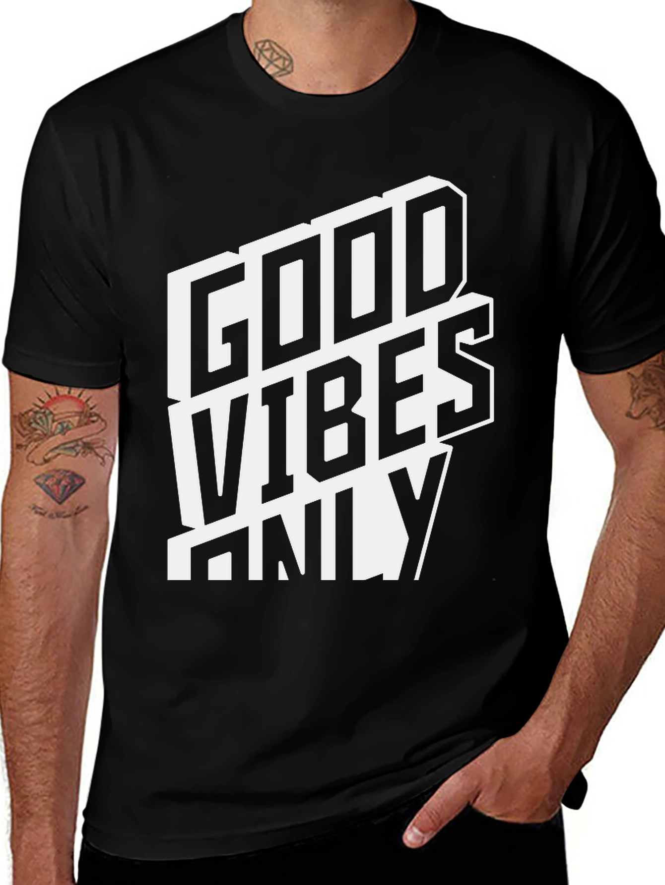 Good Vibes Only Black Graphic T-Shirt