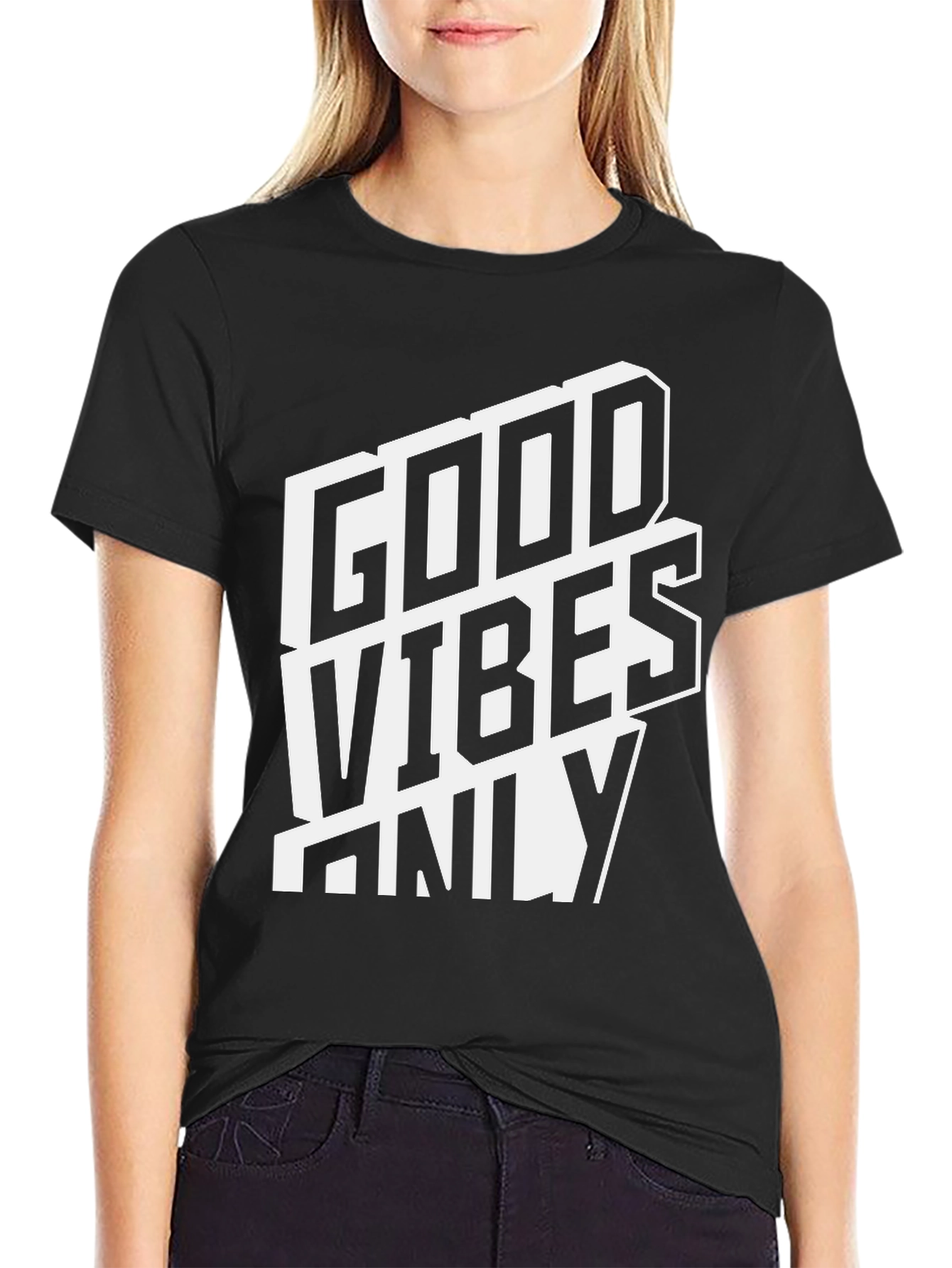 Good Vibes Only Black Graphic T-Shirt