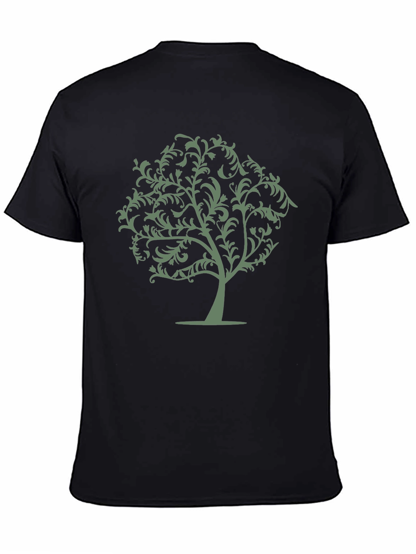 Black T-Shirt with Green Tree Graphic