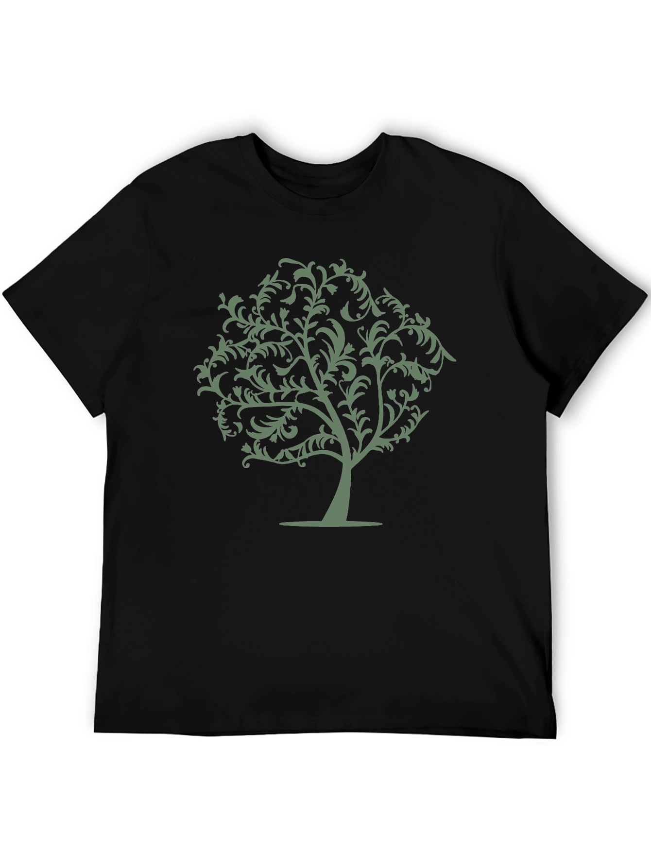 Black T-Shirt with Green Tree Graphic