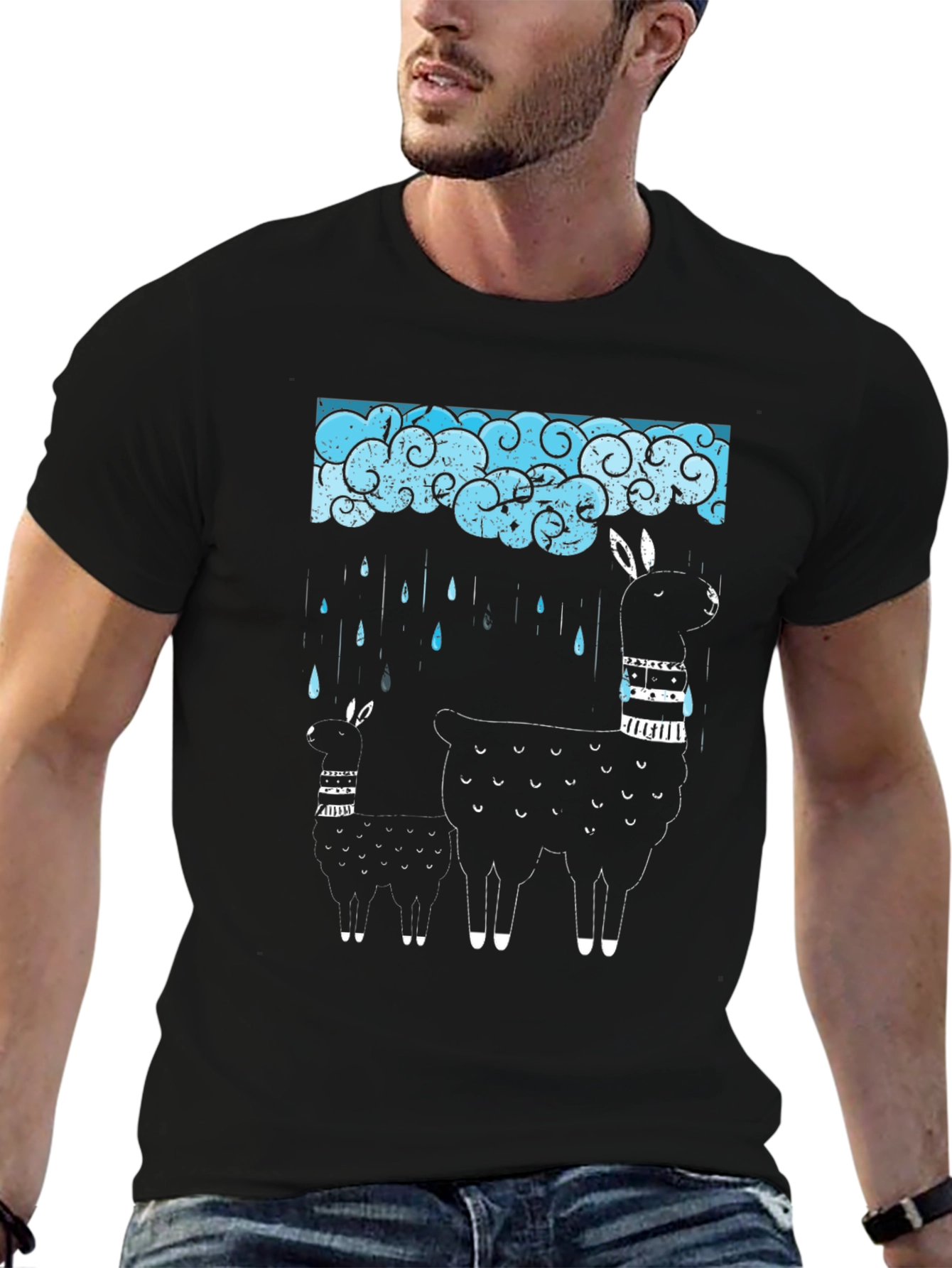 Llama Rain T-Shirt - Quirky Graphic Tee