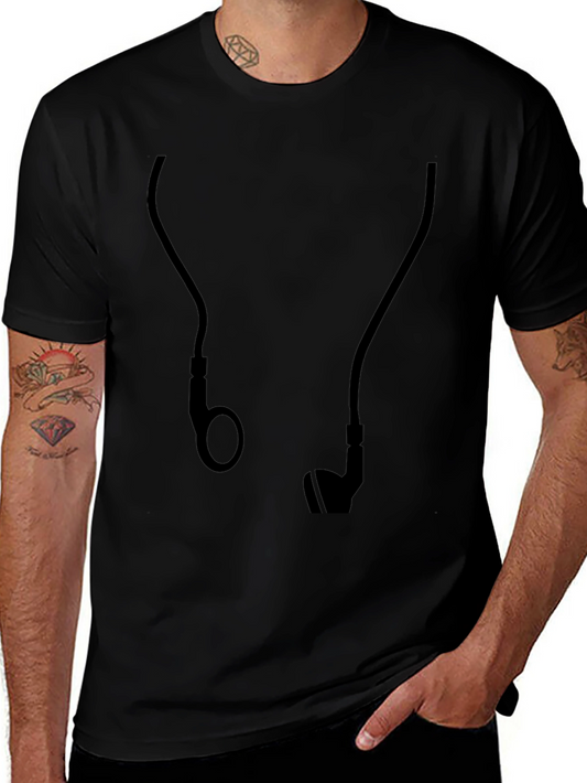 Earphone Graphic Tee - Minimalist Music Lover Shirt